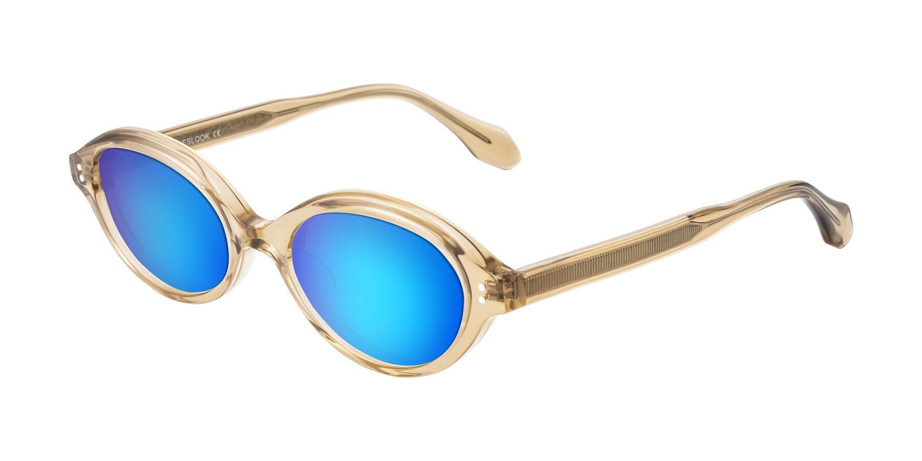 Angle of Prythian in Transparent Brown with Blue Mirrored Lenses