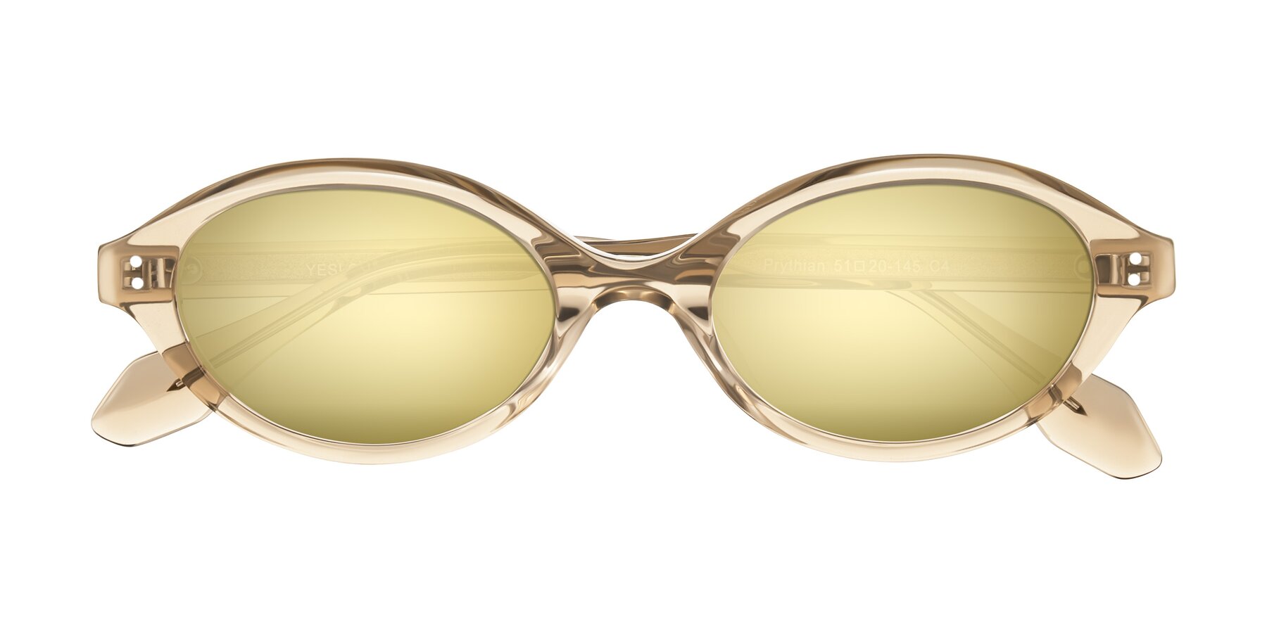 Folded Front of Prythian in Transparent Brown with Gold Mirrored Lenses