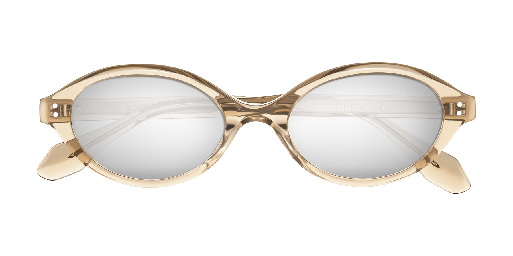 Folded Front of Prythian in Transparent Brown with Silver Mirrored Lenses