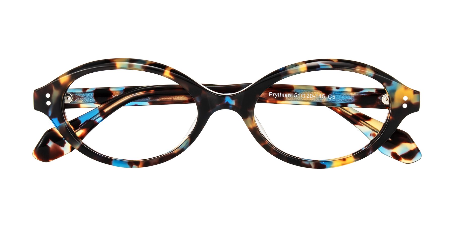 Folded Front of Prythian in Floral Tortoise with Clear Reading Eyeglass Lenses
