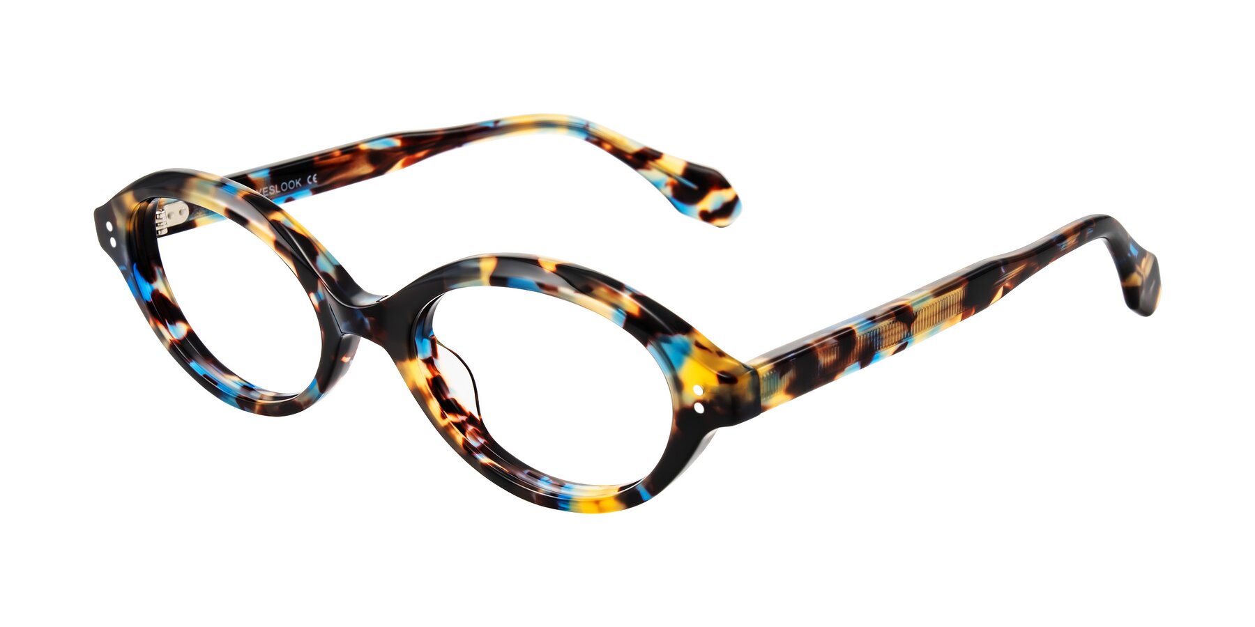 Angle of Prythian in Floral Tortoise with Clear Reading Eyeglass Lenses