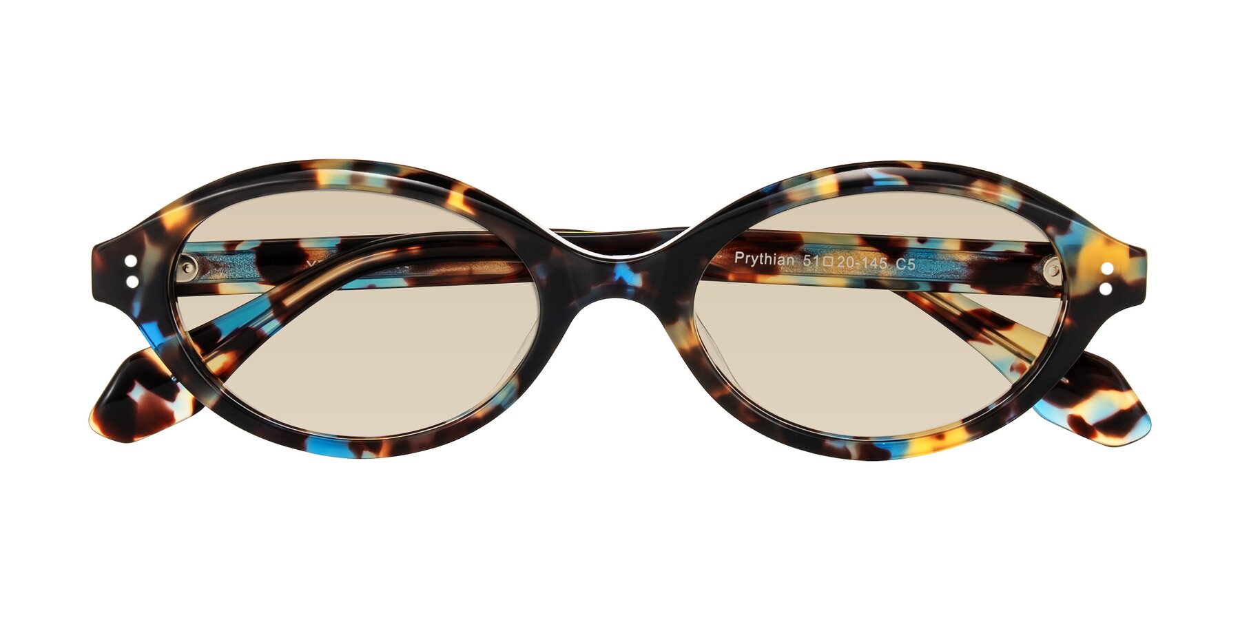 Folded Front of Prythian in Floral Tortoise with Light Brown Tinted Lenses