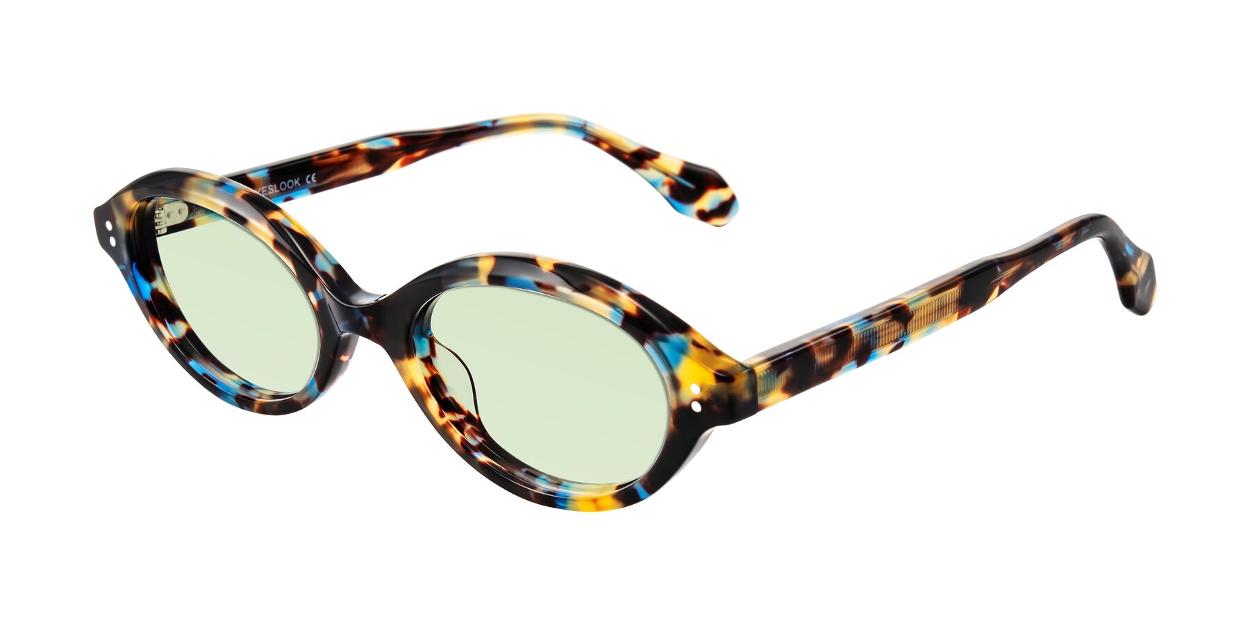 Angle of Prythian in Floral Tortoise with Light Green Tinted Lenses