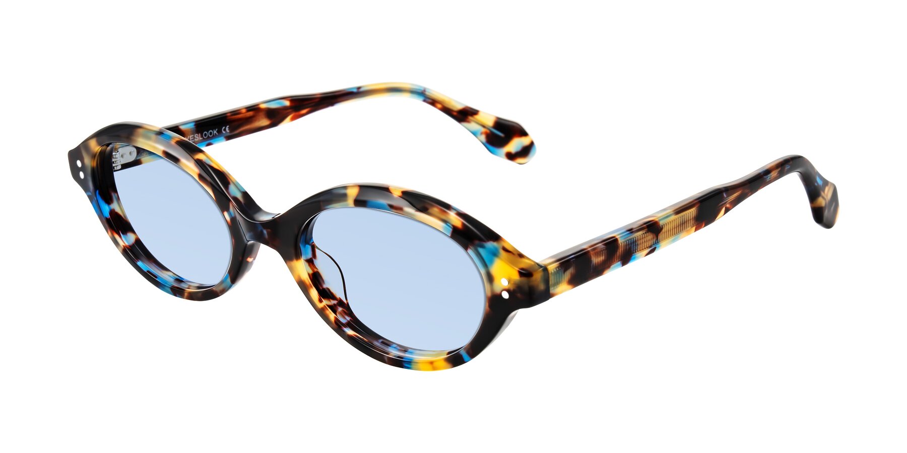Angle of Prythian in Floral Tortoise with Light Blue Tinted Lenses