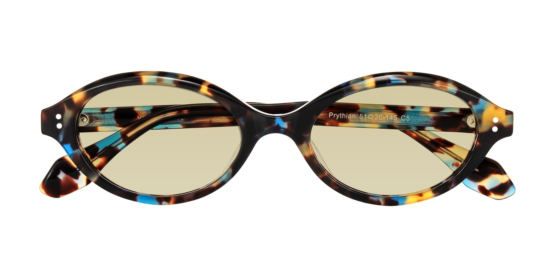 Folded Front of Prythian in Floral Tortoise with Light Champagne Tinted Lenses