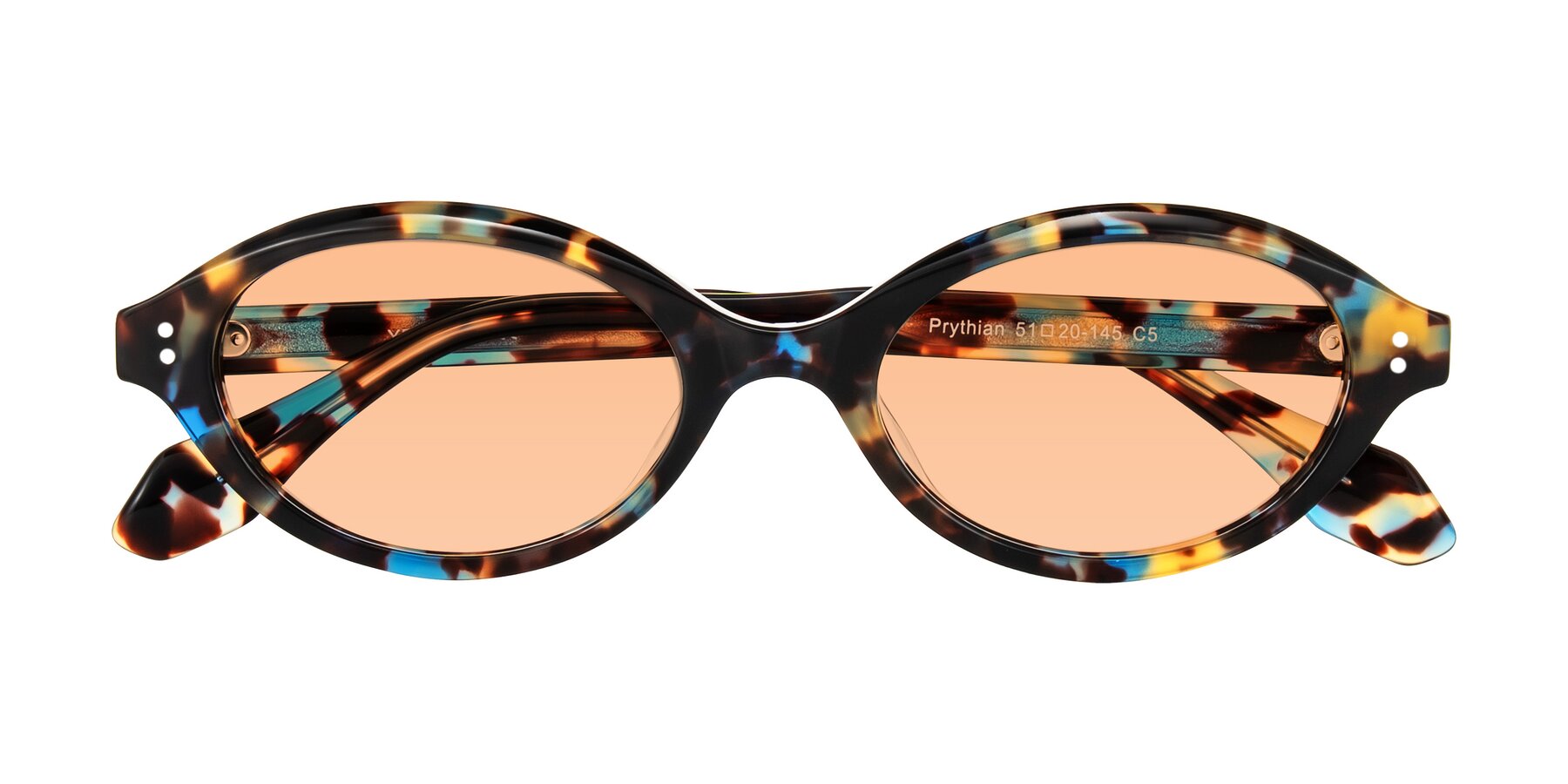 Folded Front of Prythian in Floral Tortoise with Light Orange Tinted Lenses
