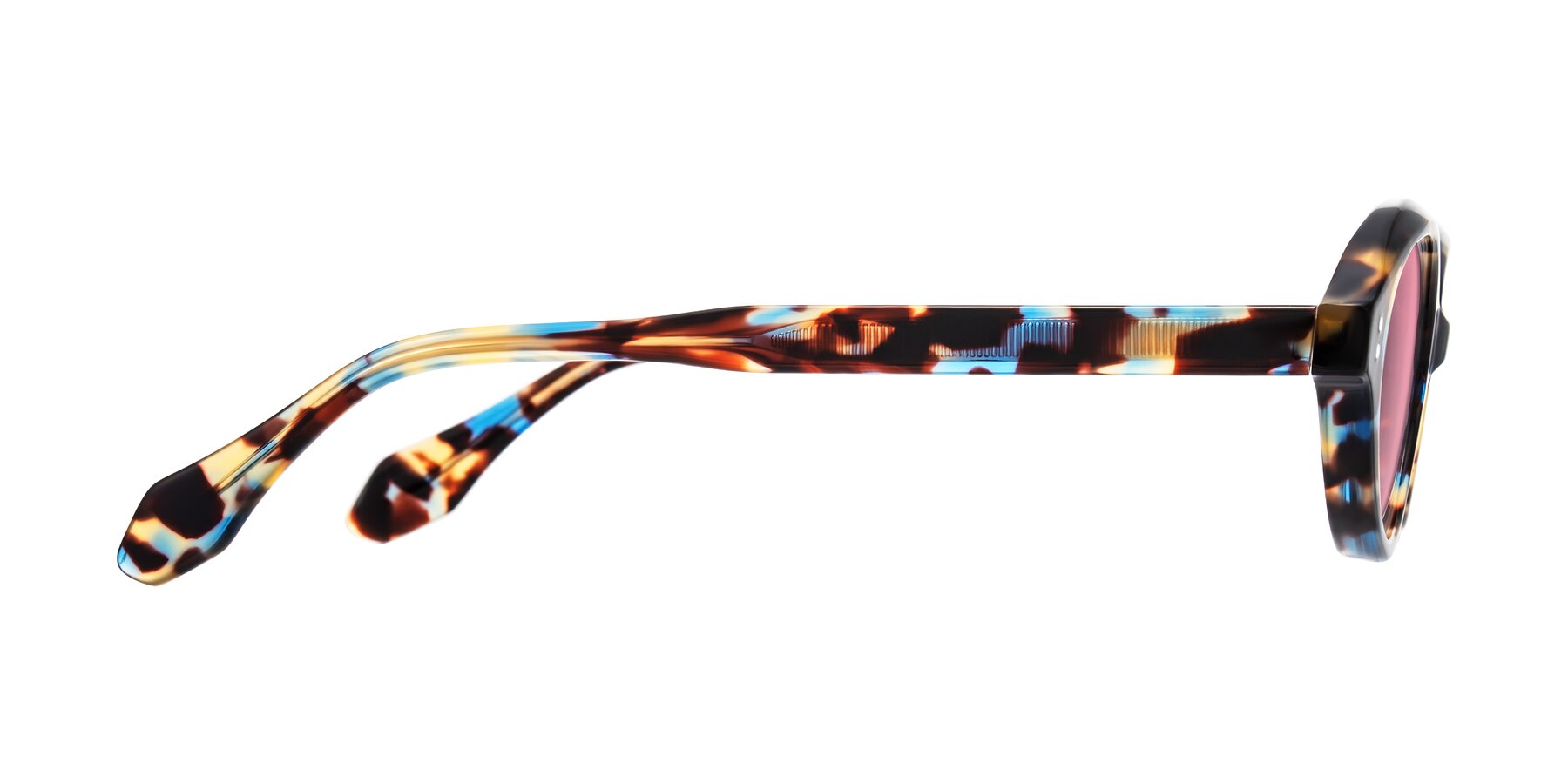 Side of Prythian in Floral Tortoise with Pink Tinted Lenses