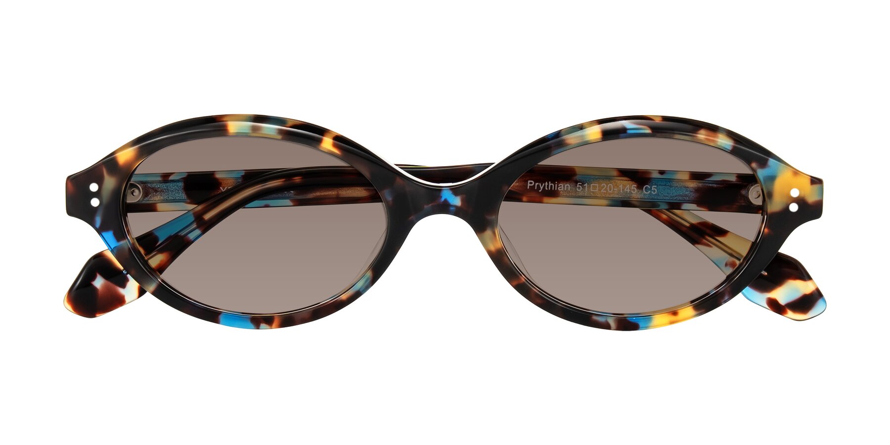 Folded Front of Prythian in Floral Tortoise with Medium Brown Tinted Lenses