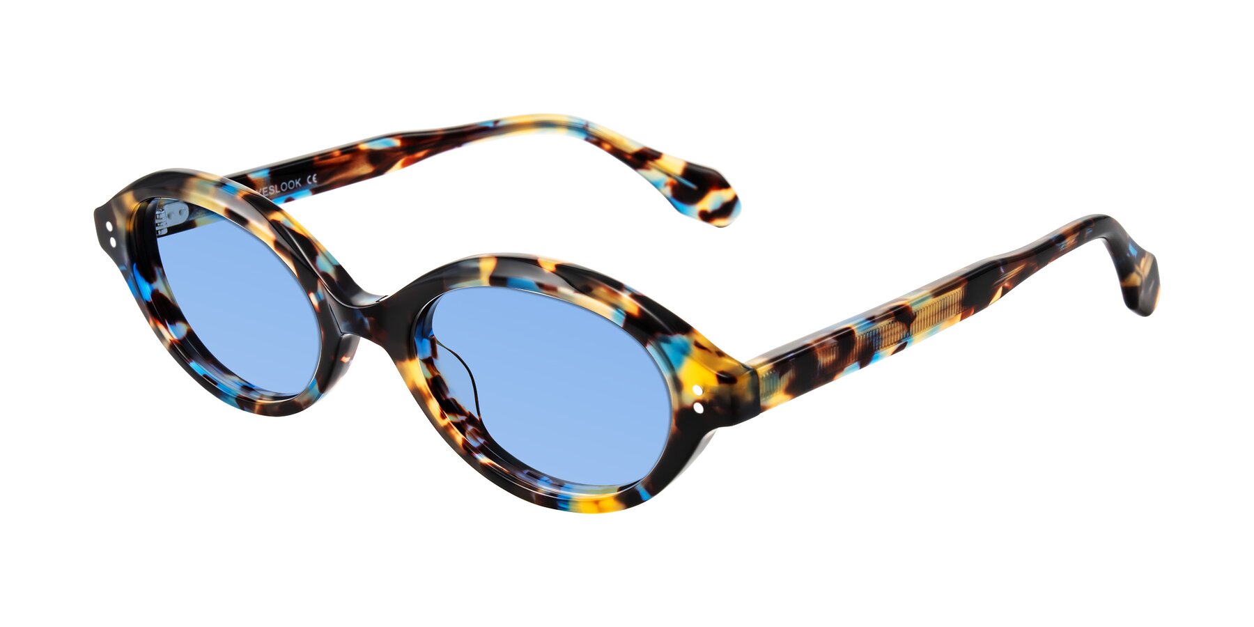 Angle of Prythian in Floral Tortoise with Medium Blue Tinted Lenses
