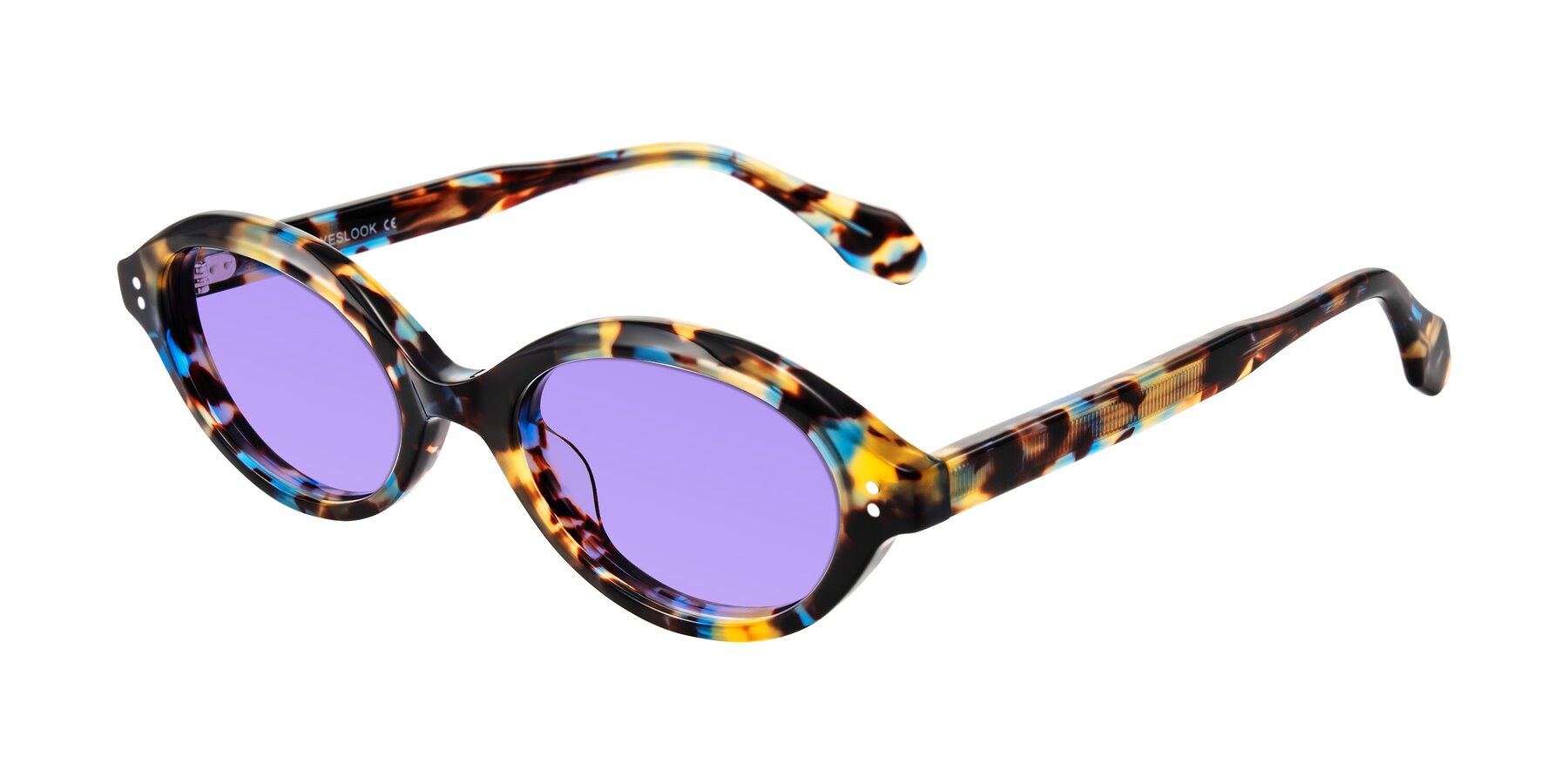 Angle of Prythian in Floral Tortoise with Medium Purple Tinted Lenses