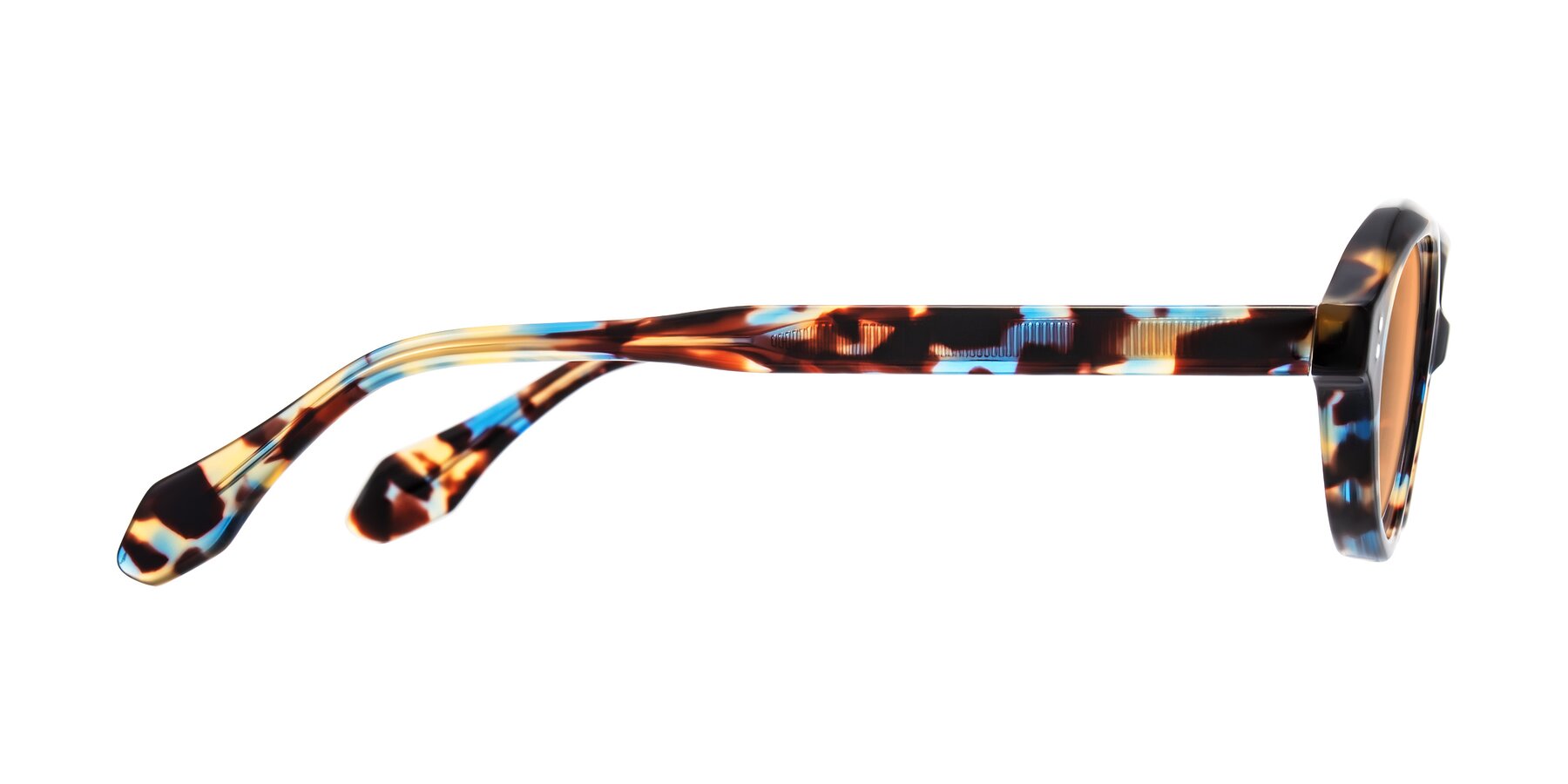 Side of Prythian in Floral Tortoise with Medium Orange Tinted Lenses