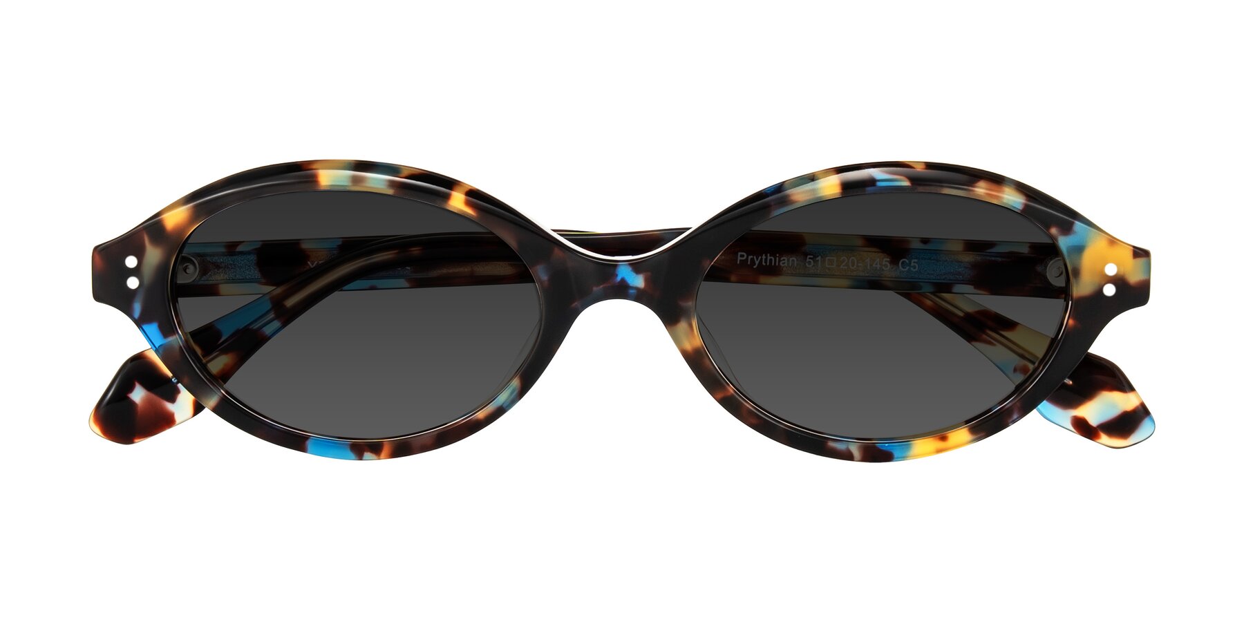 Folded Front of Prythian in Floral Tortoise with Gray Tinted Lenses
