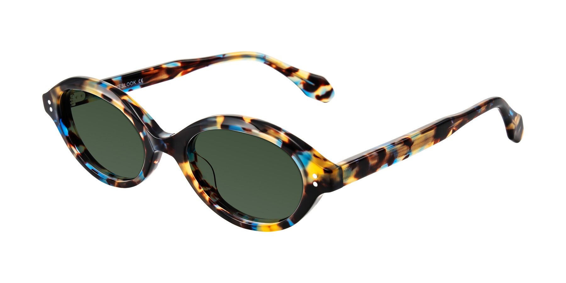 Angle of Prythian in Floral Tortoise with Green Tinted Lenses