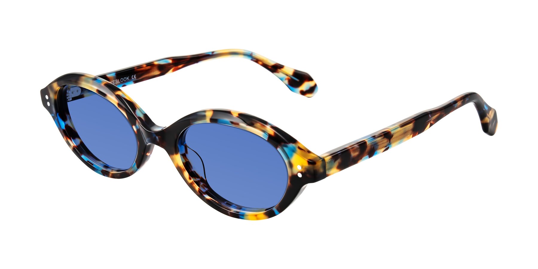 Angle of Prythian in Floral Tortoise with Blue Tinted Lenses