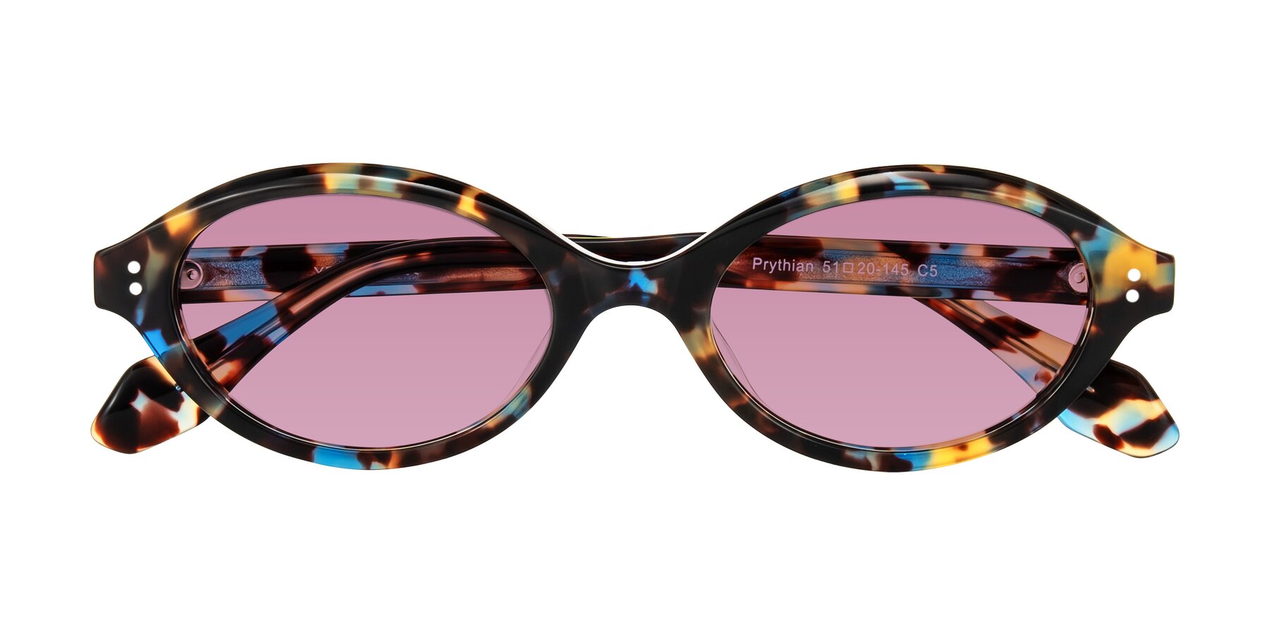 Folded Front of Prythian in Floral Tortoise with Medium Wine Tinted Lenses