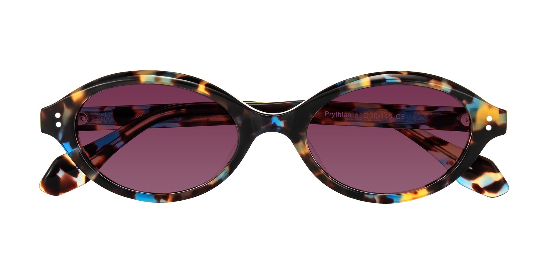 Folded Front of Prythian in Floral Tortoise with Wine Tinted Lenses