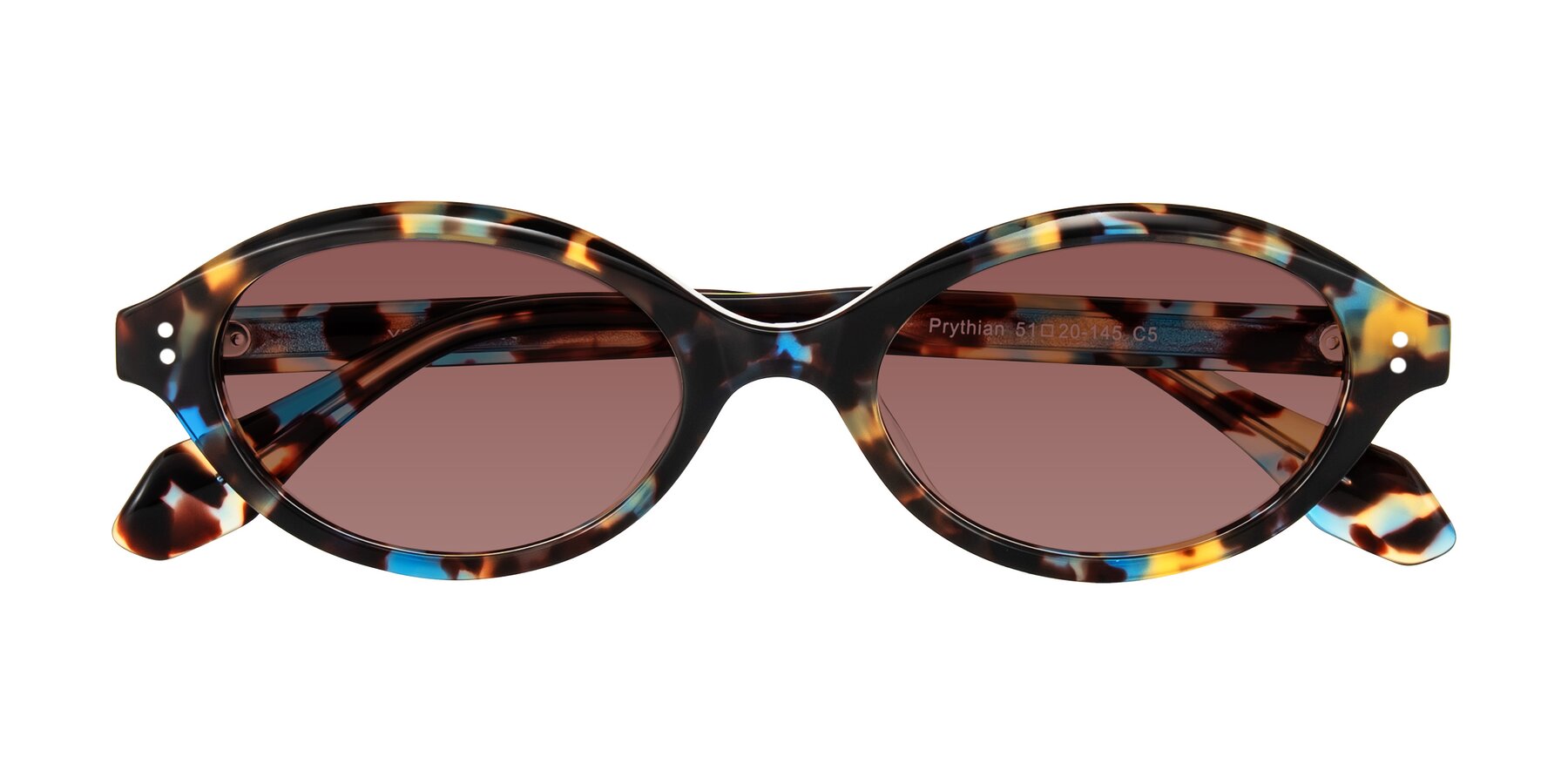 Folded Front of Prythian in Floral Tortoise with Garnet Tinted Lenses