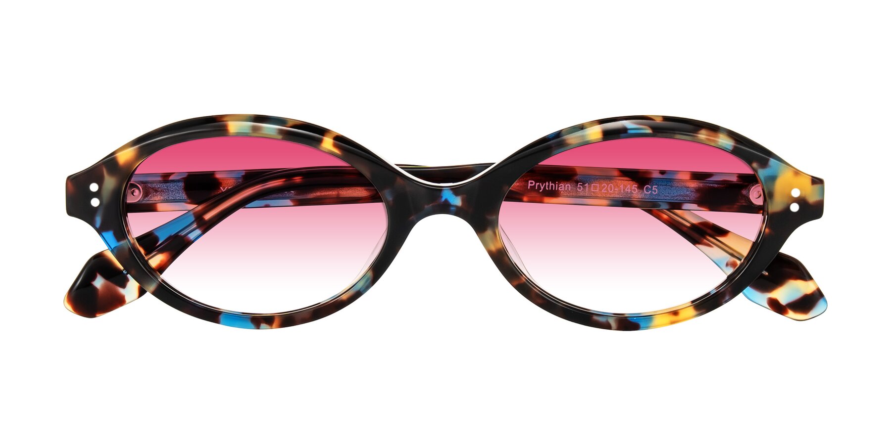 Folded Front of Prythian in Floral Tortoise with Pink Gradient Lenses