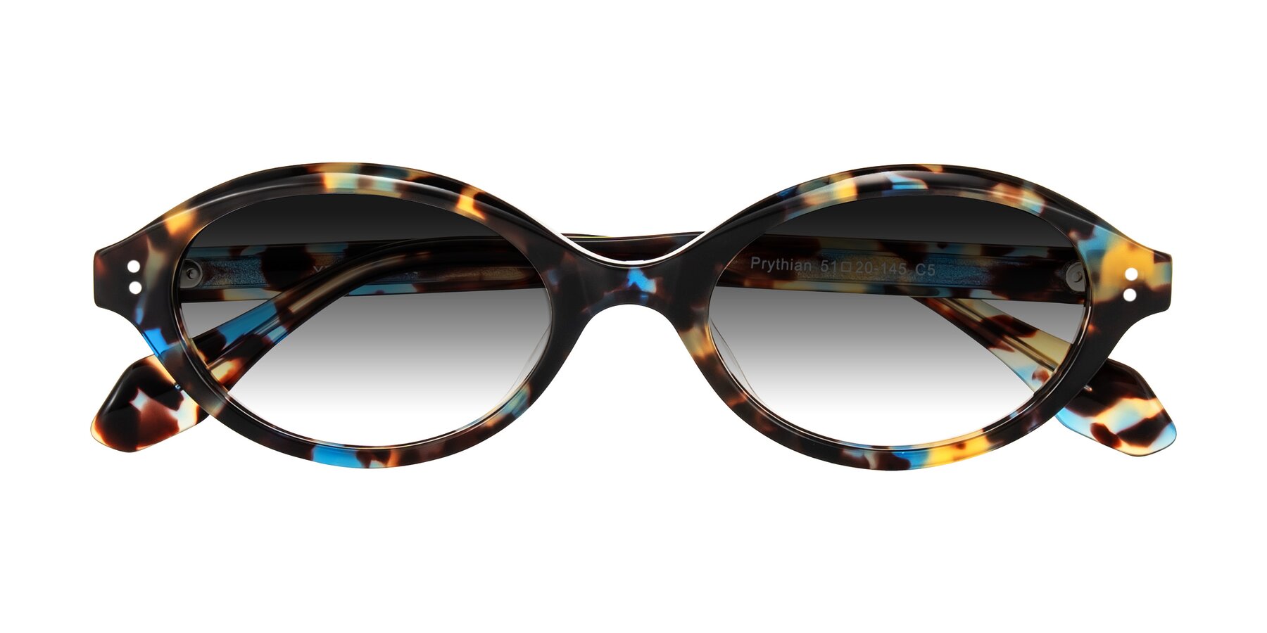Folded Front of Prythian in Floral Tortoise with Gray Gradient Lenses