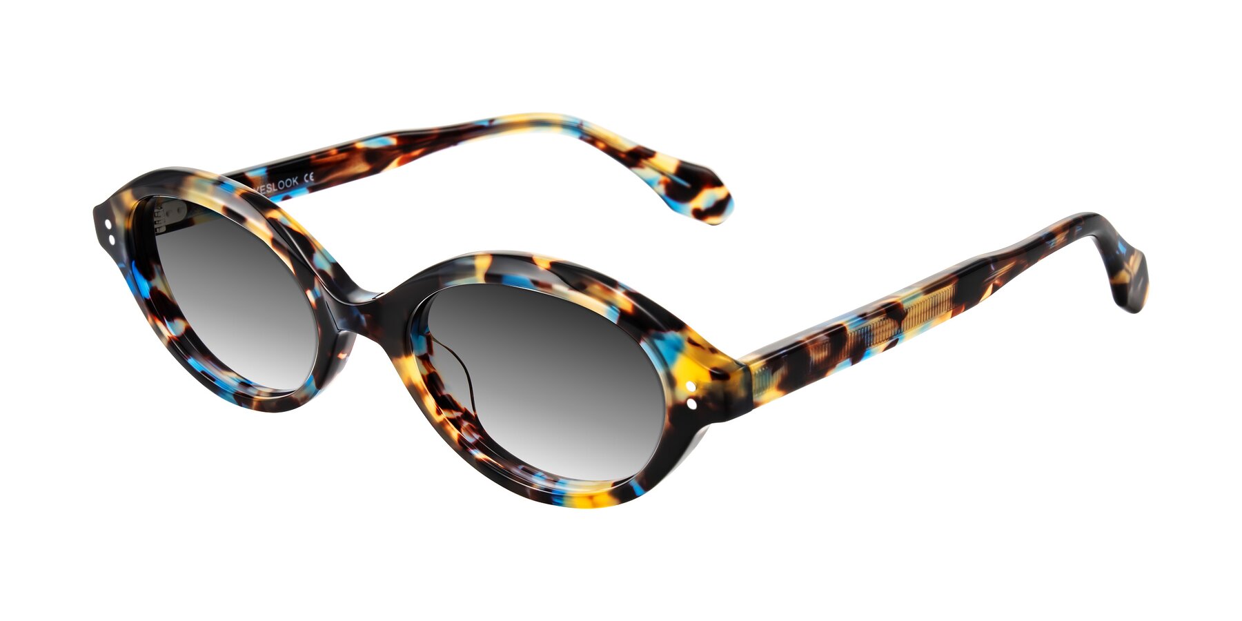 Angle of Prythian in Floral Tortoise with Gray Gradient Lenses