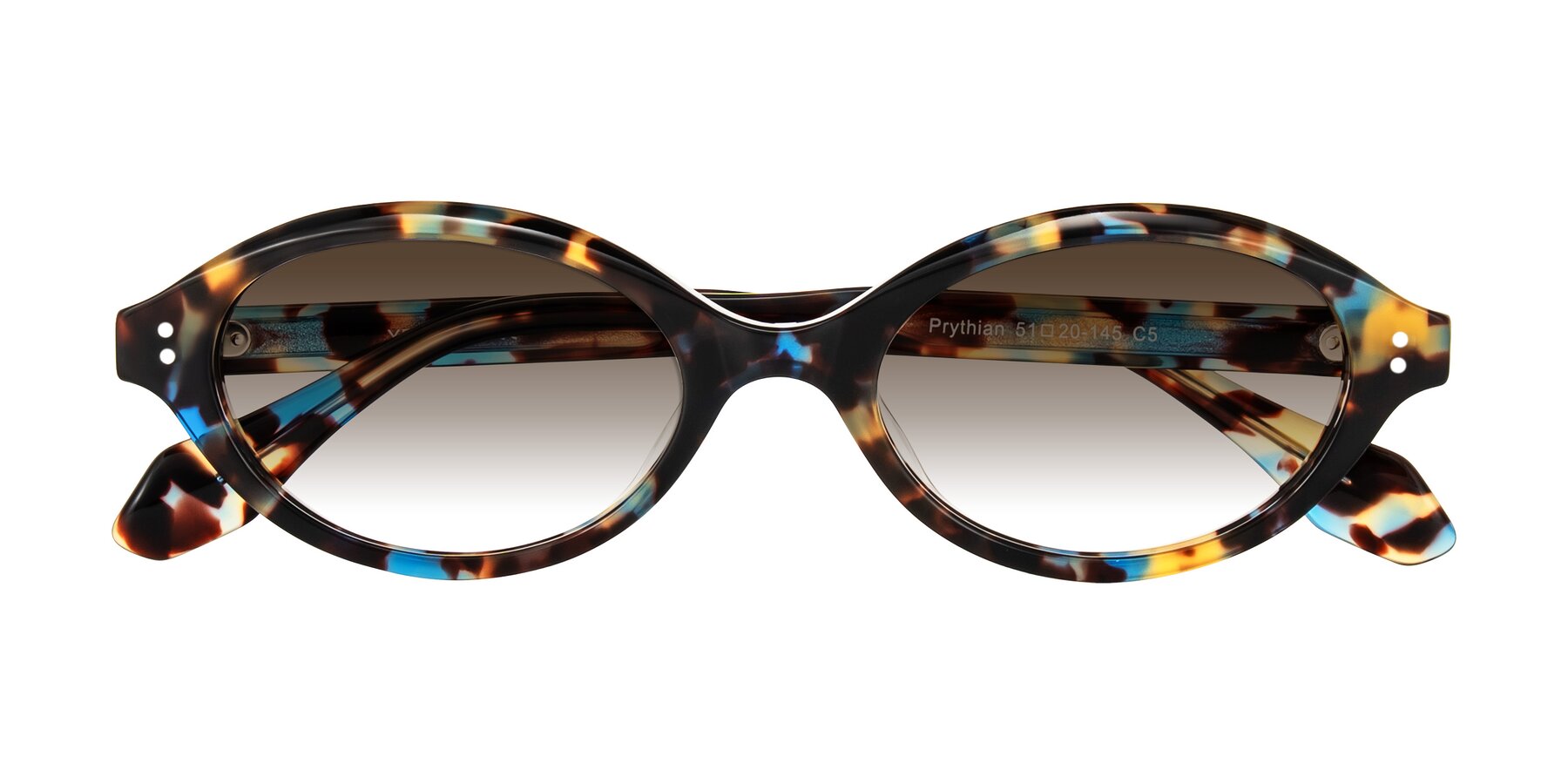 Folded Front of Prythian in Floral Tortoise with Brown Gradient Lenses