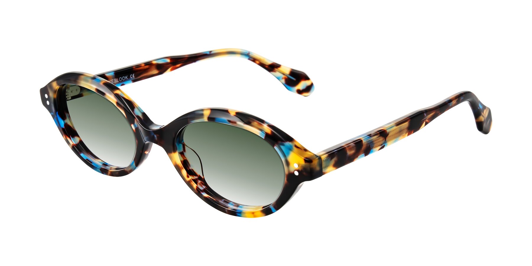 Angle of Prythian in Floral Tortoise with Green Gradient Lenses