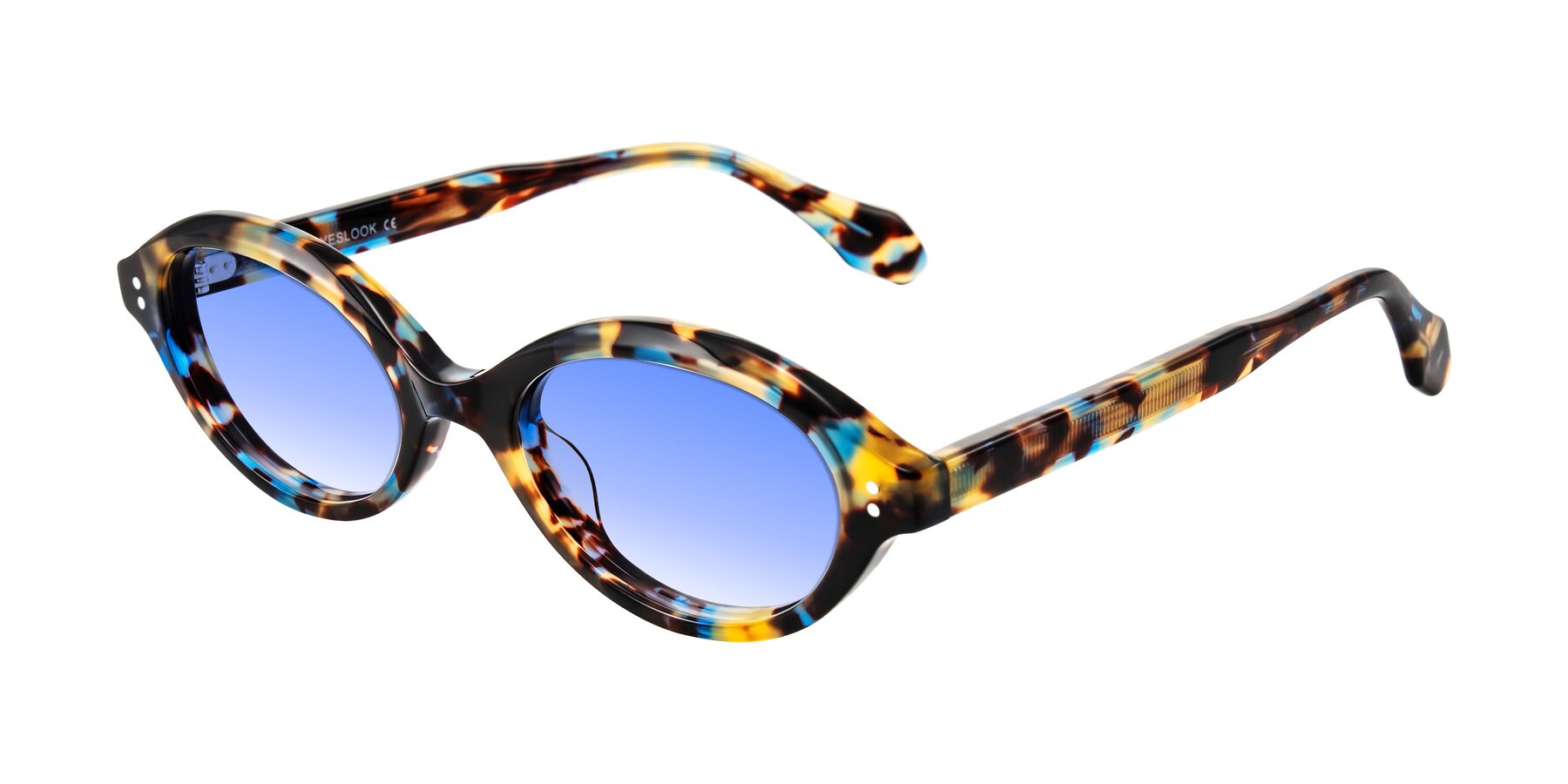 Angle of Prythian in Floral Tortoise with Blue Gradient Lenses