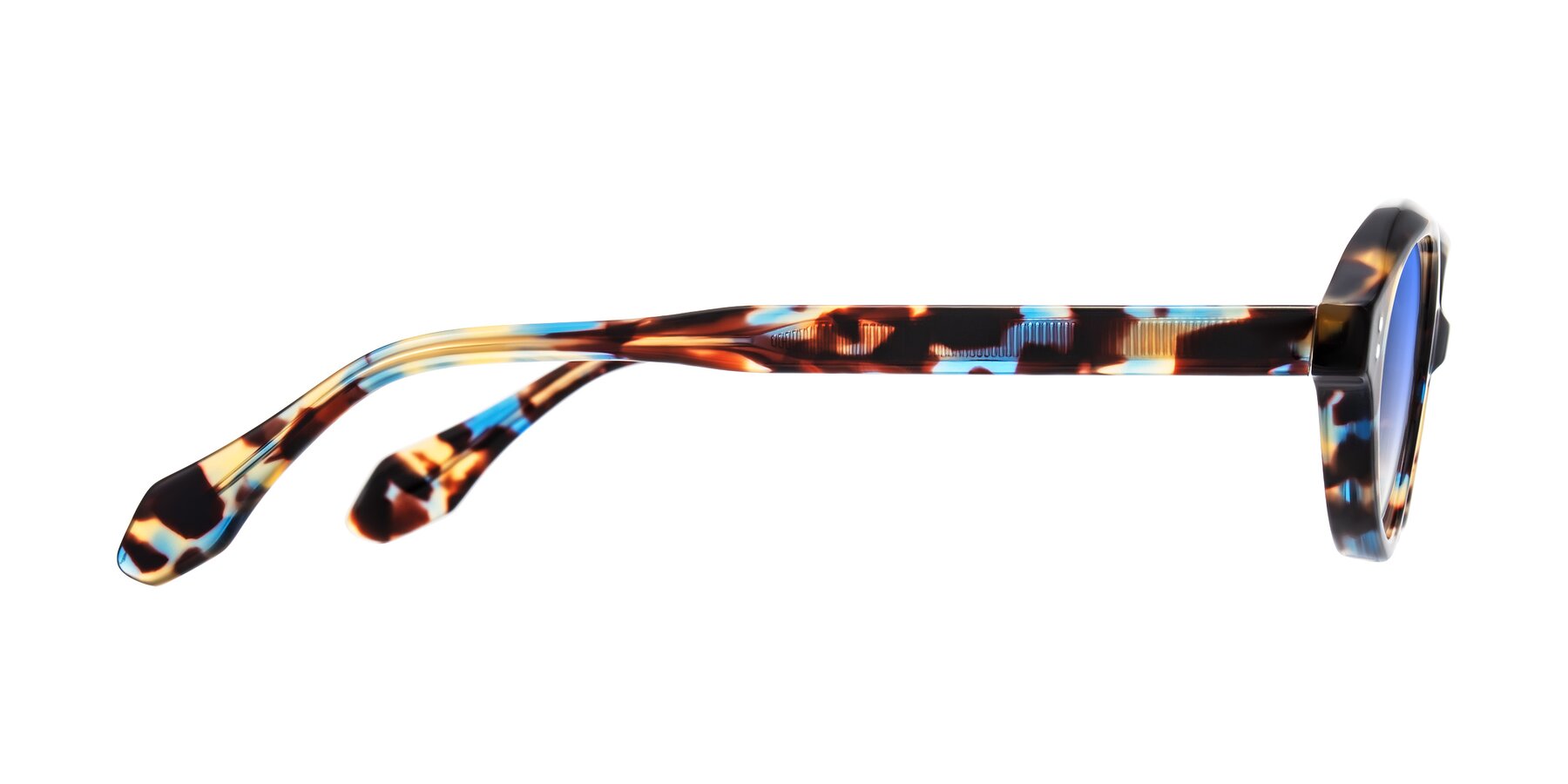 Side of Prythian in Floral Tortoise with Blue Gradient Lenses
