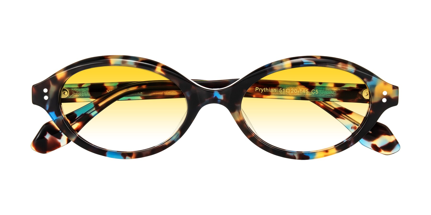 Folded Front of Prythian in Floral Tortoise with Yellow Gradient Lenses