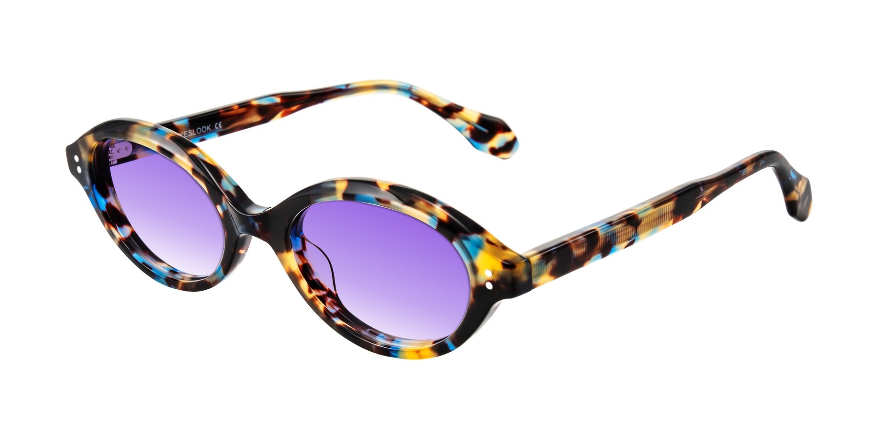 Angle of Prythian in Floral Tortoise with Purple Gradient Lenses