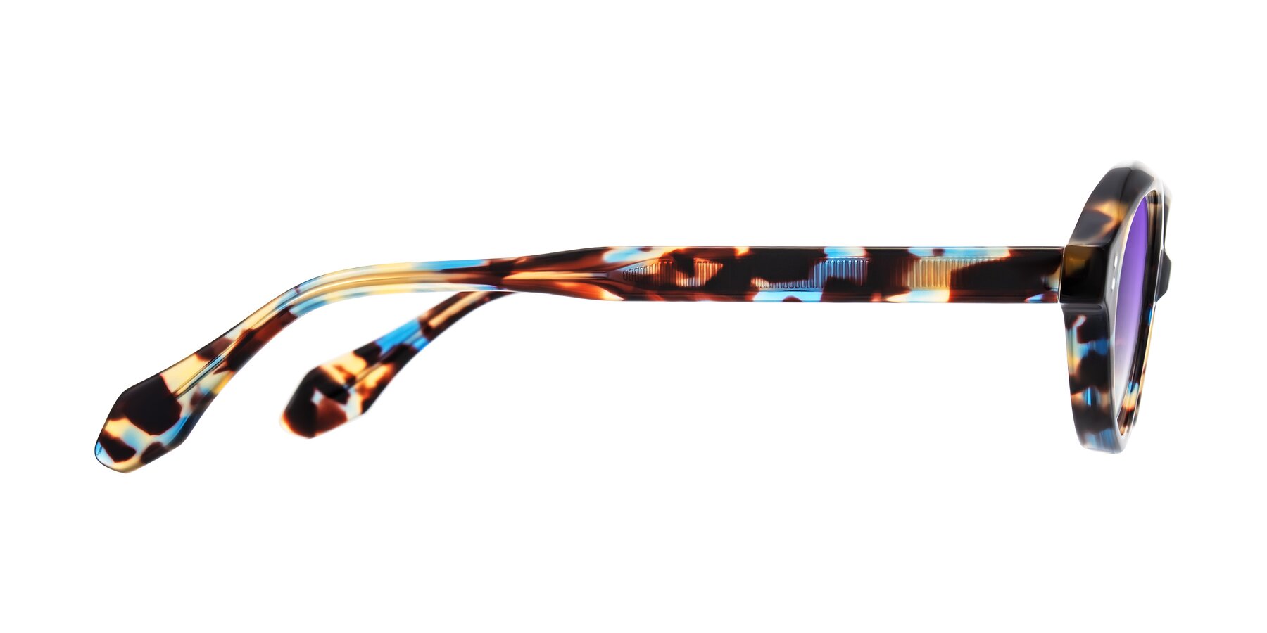 Side of Prythian in Floral Tortoise with Purple Gradient Lenses