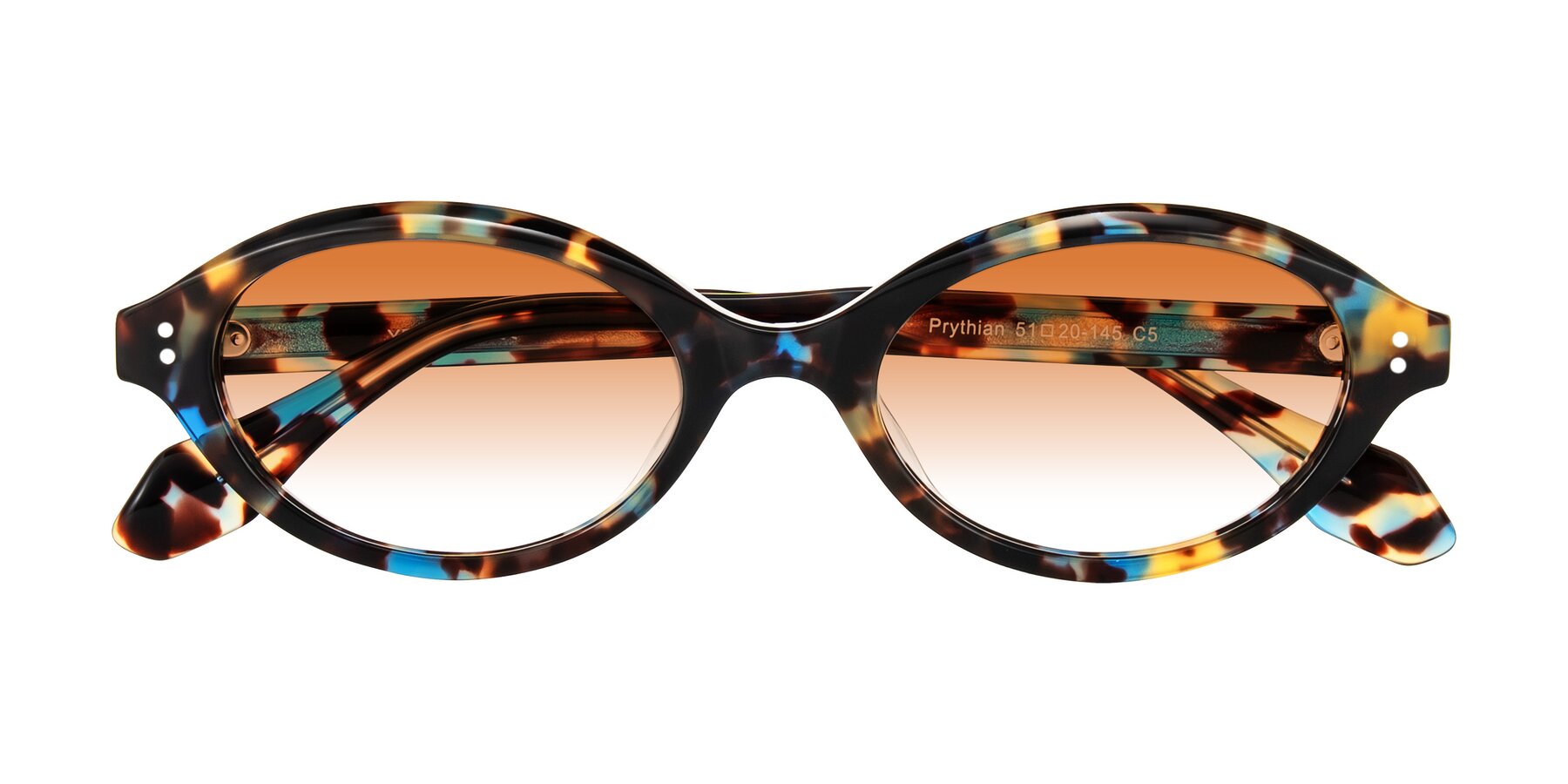 Folded Front of Prythian in Floral Tortoise with Orange Gradient Lenses