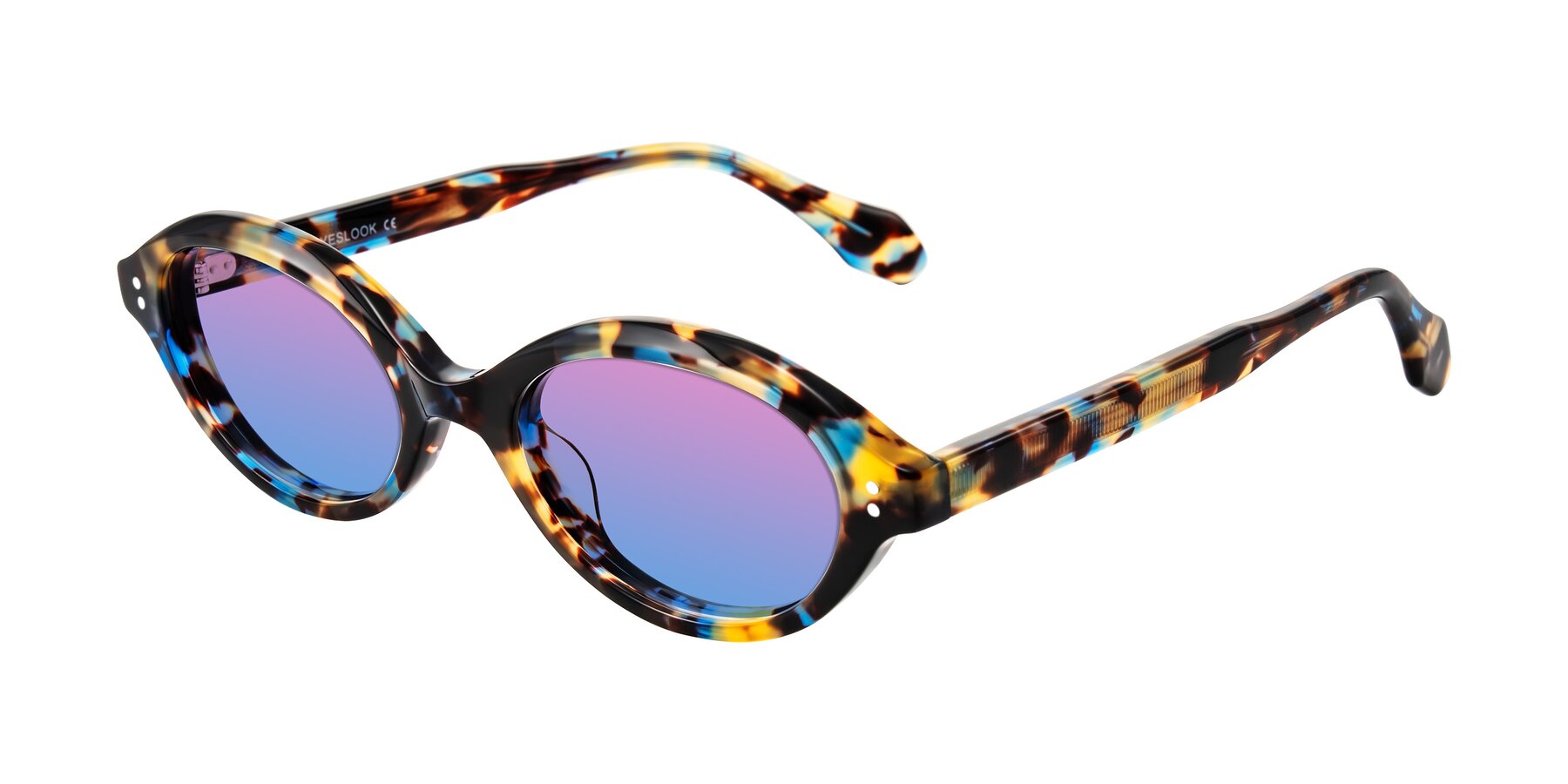 Angle of Prythian in Floral Tortoise with Pink / Blue Gradient Lenses