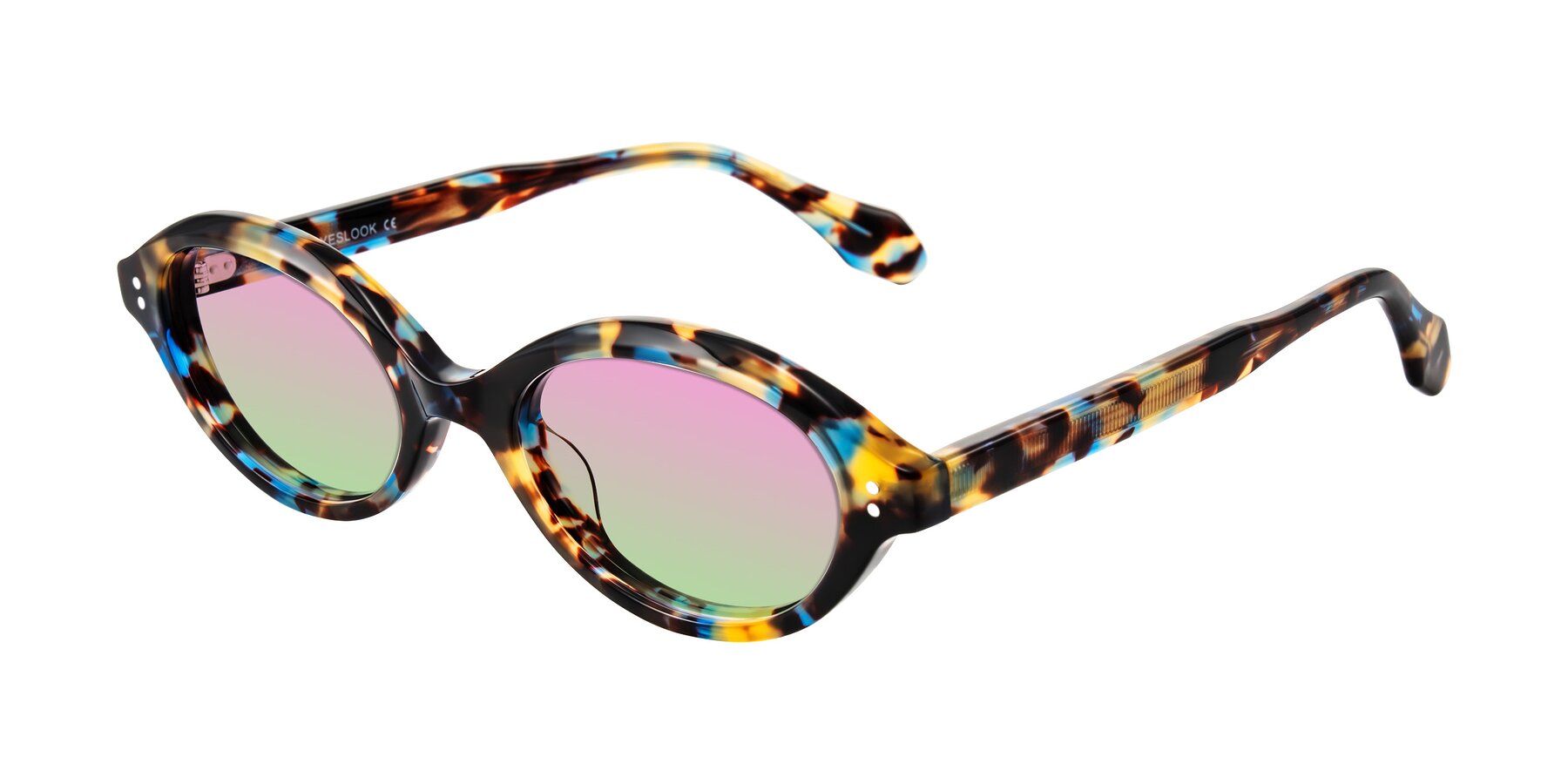 Angle of Prythian in Floral Tortoise with Pink / Green Gradient Lenses