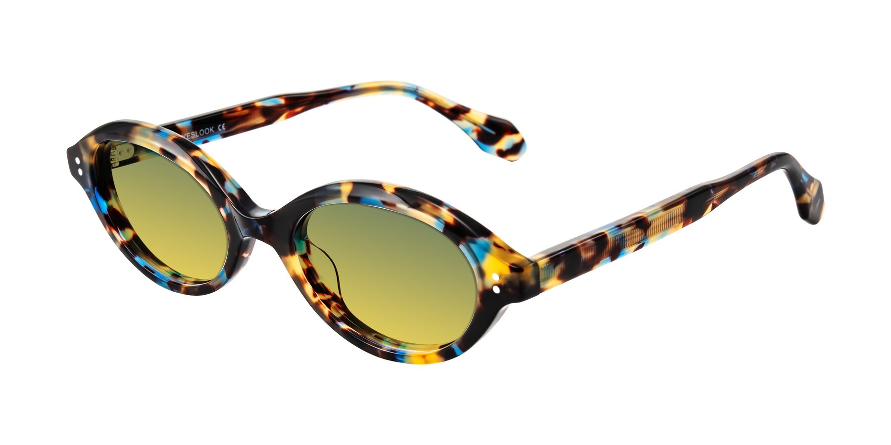 Angle of Prythian in Floral Tortoise with Green / Yellow Gradient Lenses