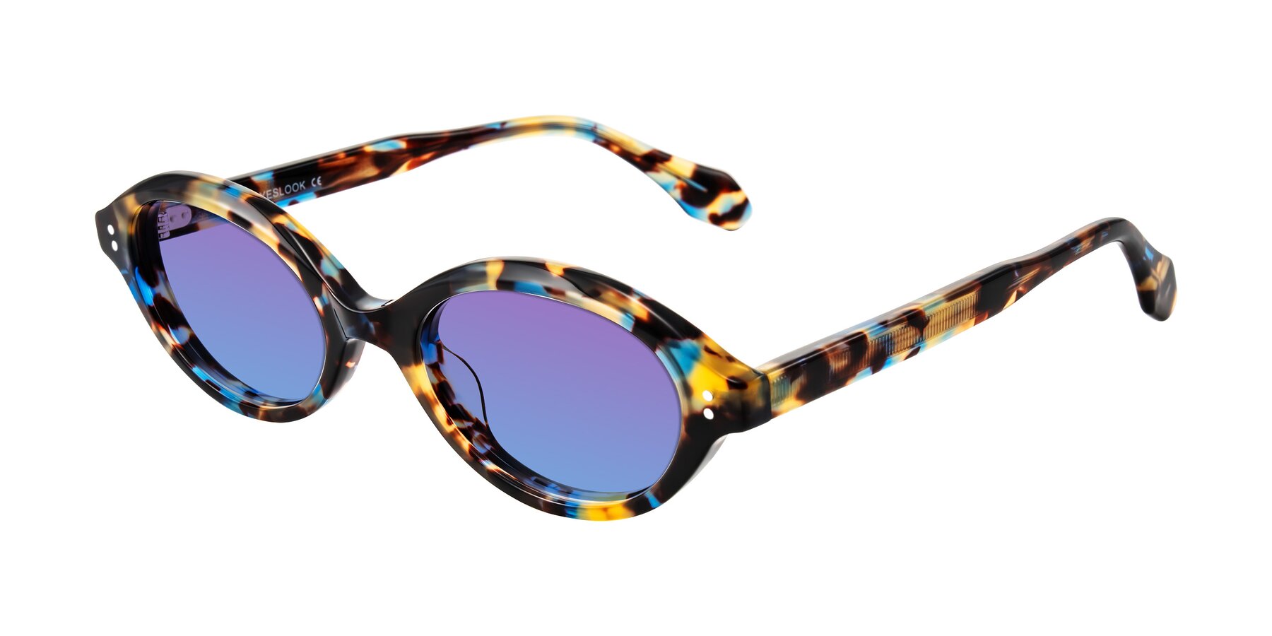 Angle of Prythian in Floral Tortoise with Purple / Blue Gradient Lenses