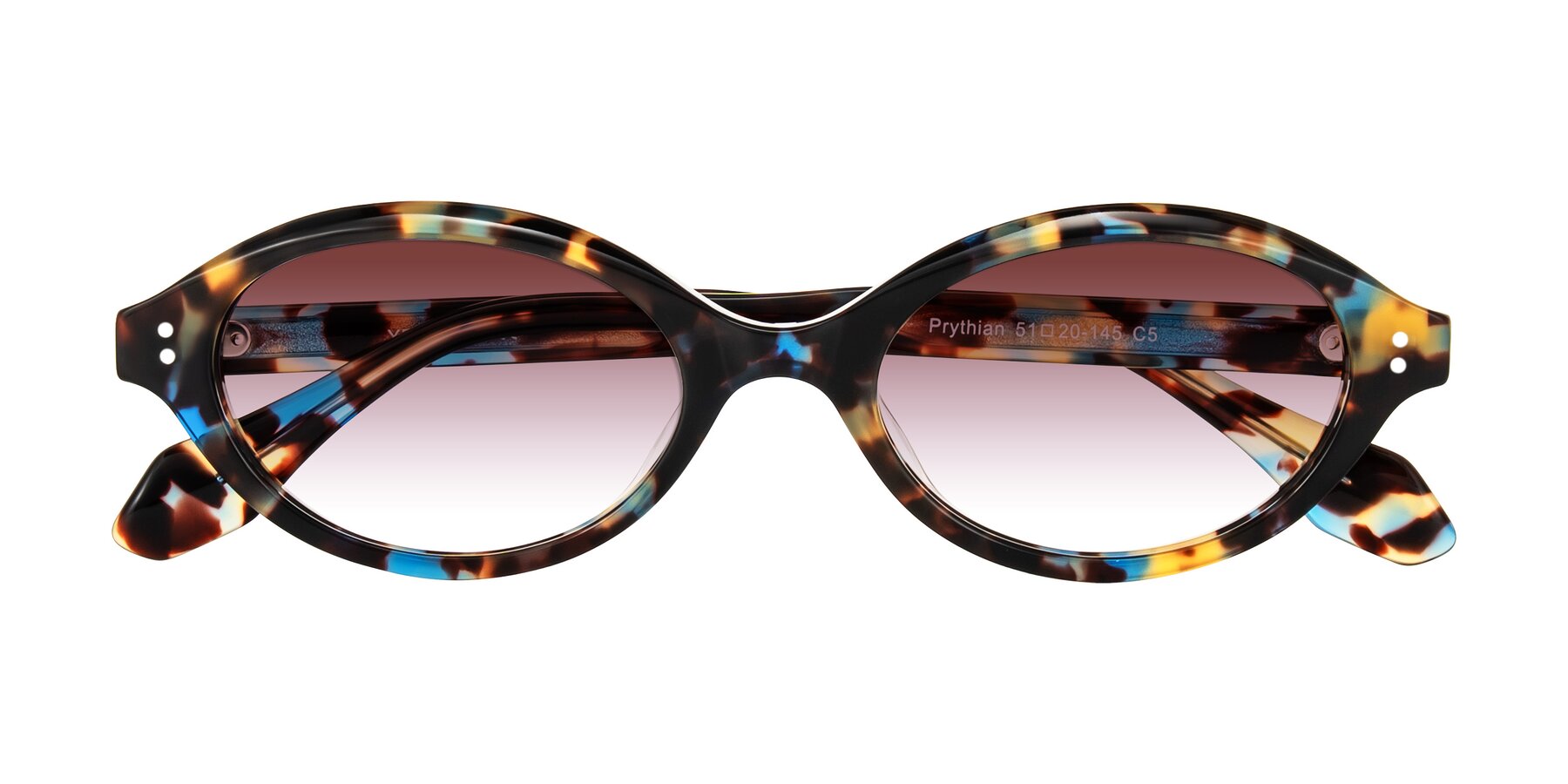 Folded Front of Prythian in Floral Tortoise with Garnet Gradient Lenses