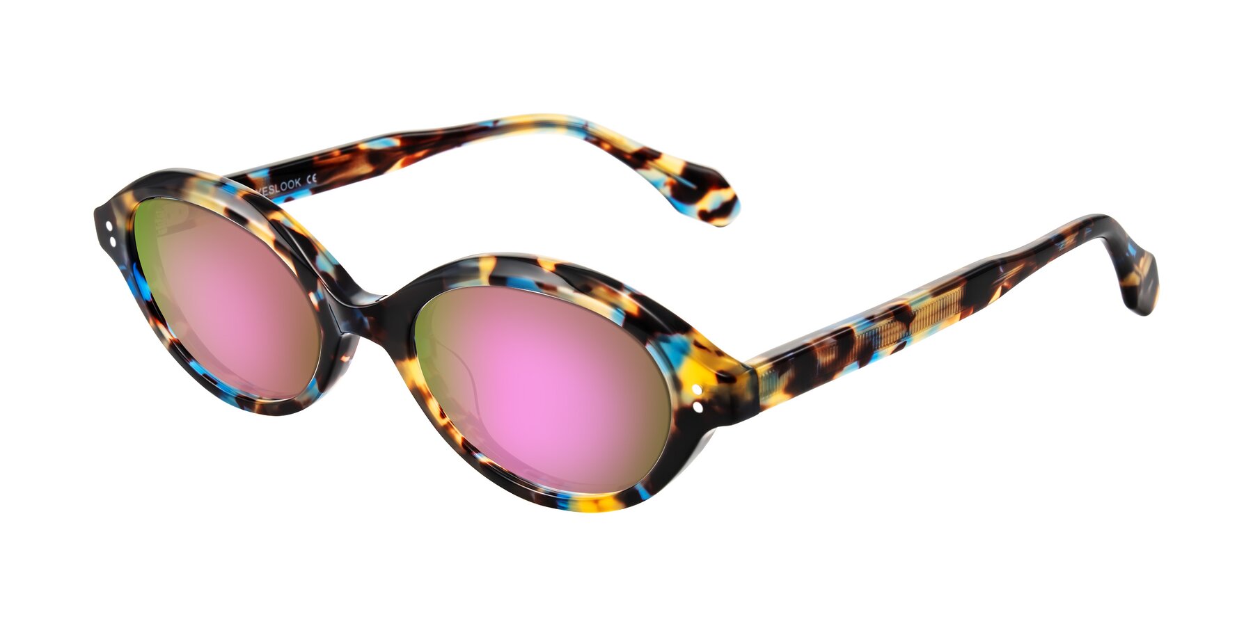 Angle of Prythian in Floral Tortoise with Pink Mirrored Lenses