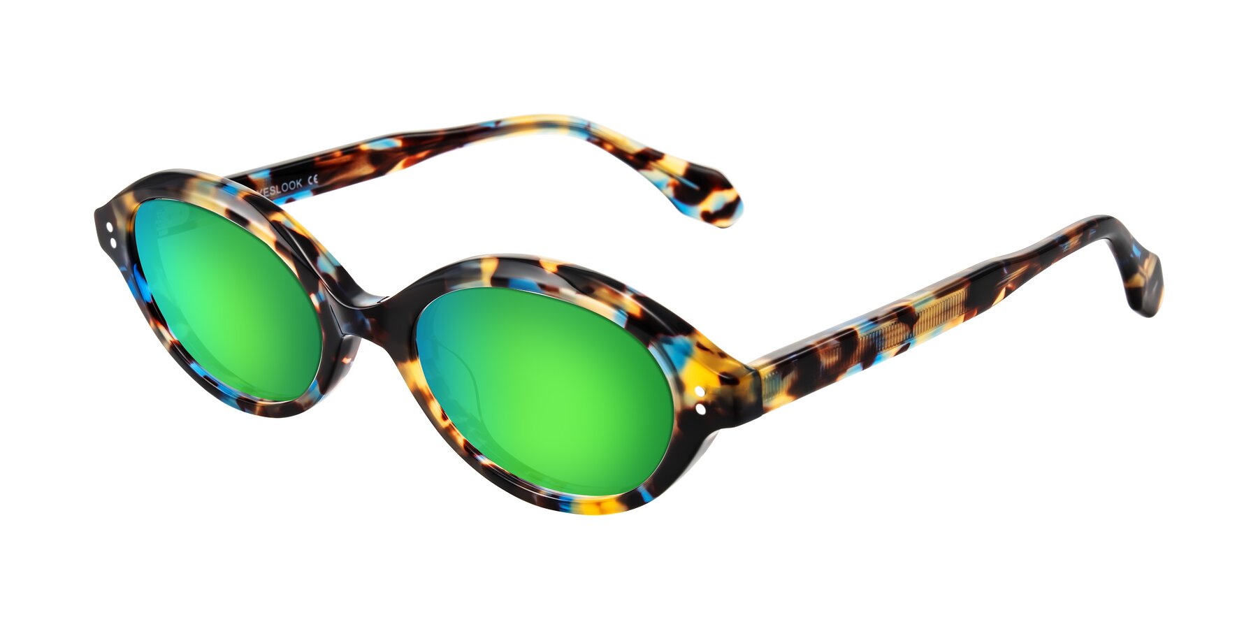 Angle of Prythian in Floral Tortoise with Green Mirrored Lenses