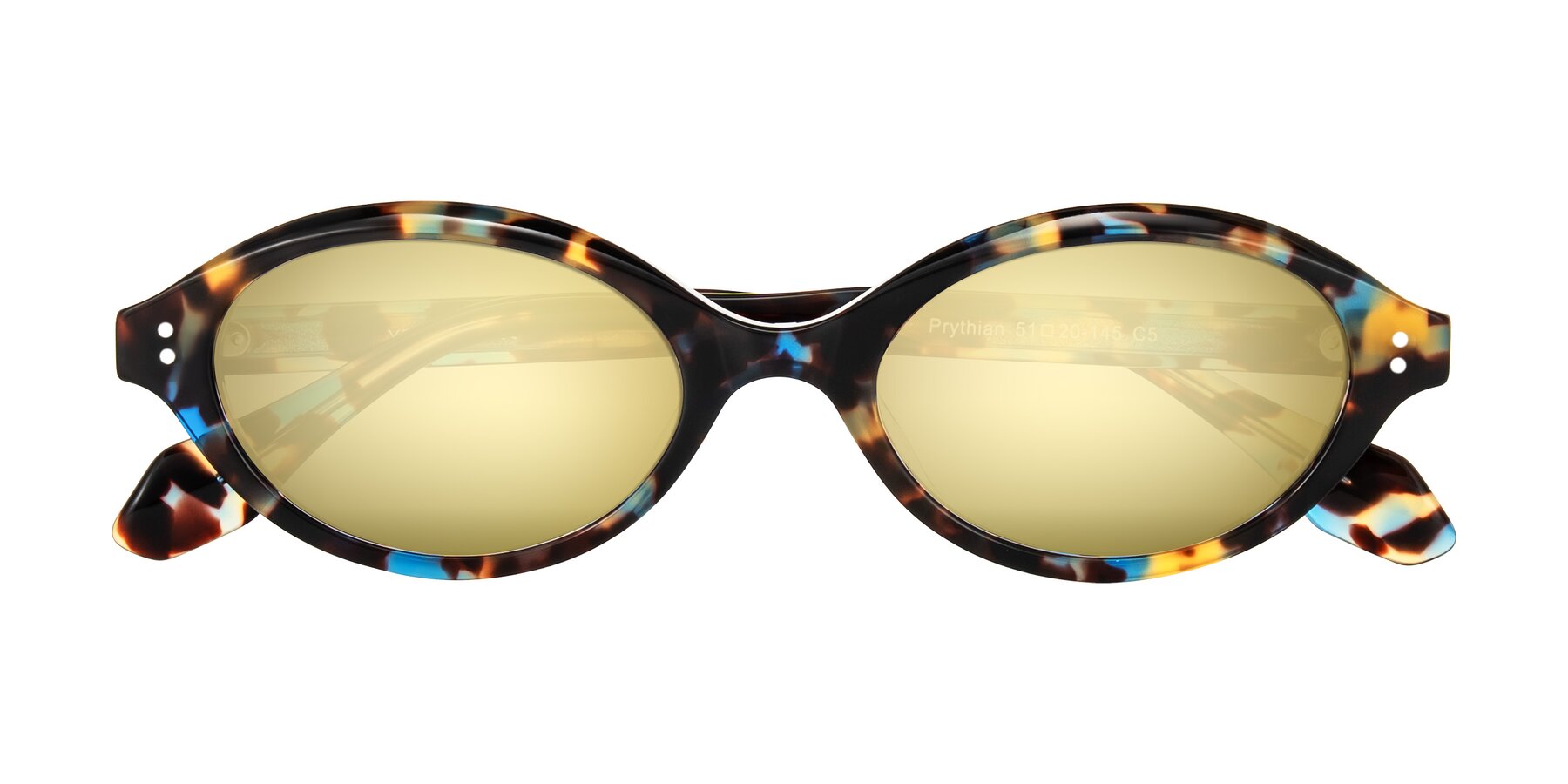 Folded Front of Prythian in Floral Tortoise with Gold Mirrored Lenses