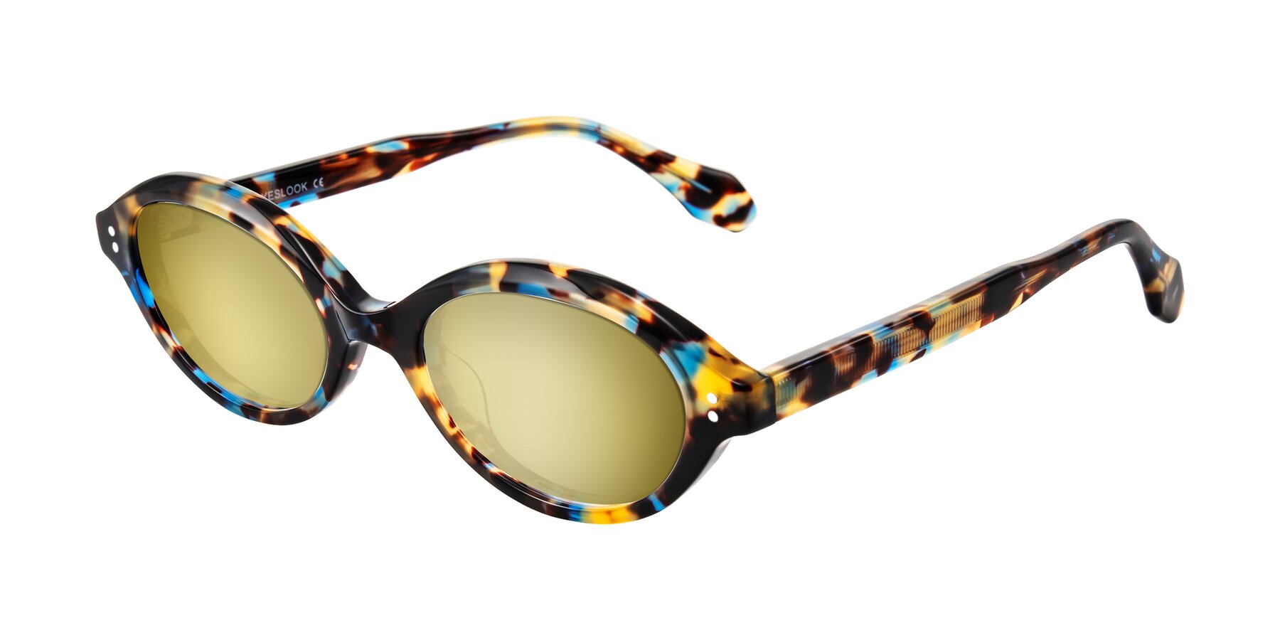 Angle of Prythian in Floral Tortoise with Gold Mirrored Lenses