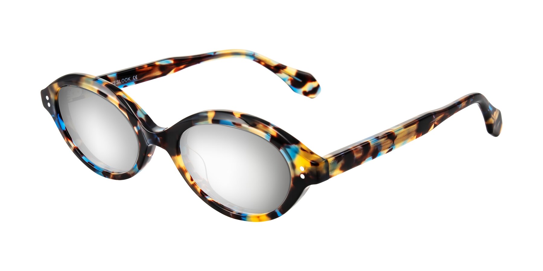 Angle of Prythian in Floral Tortoise with Silver Mirrored Lenses
