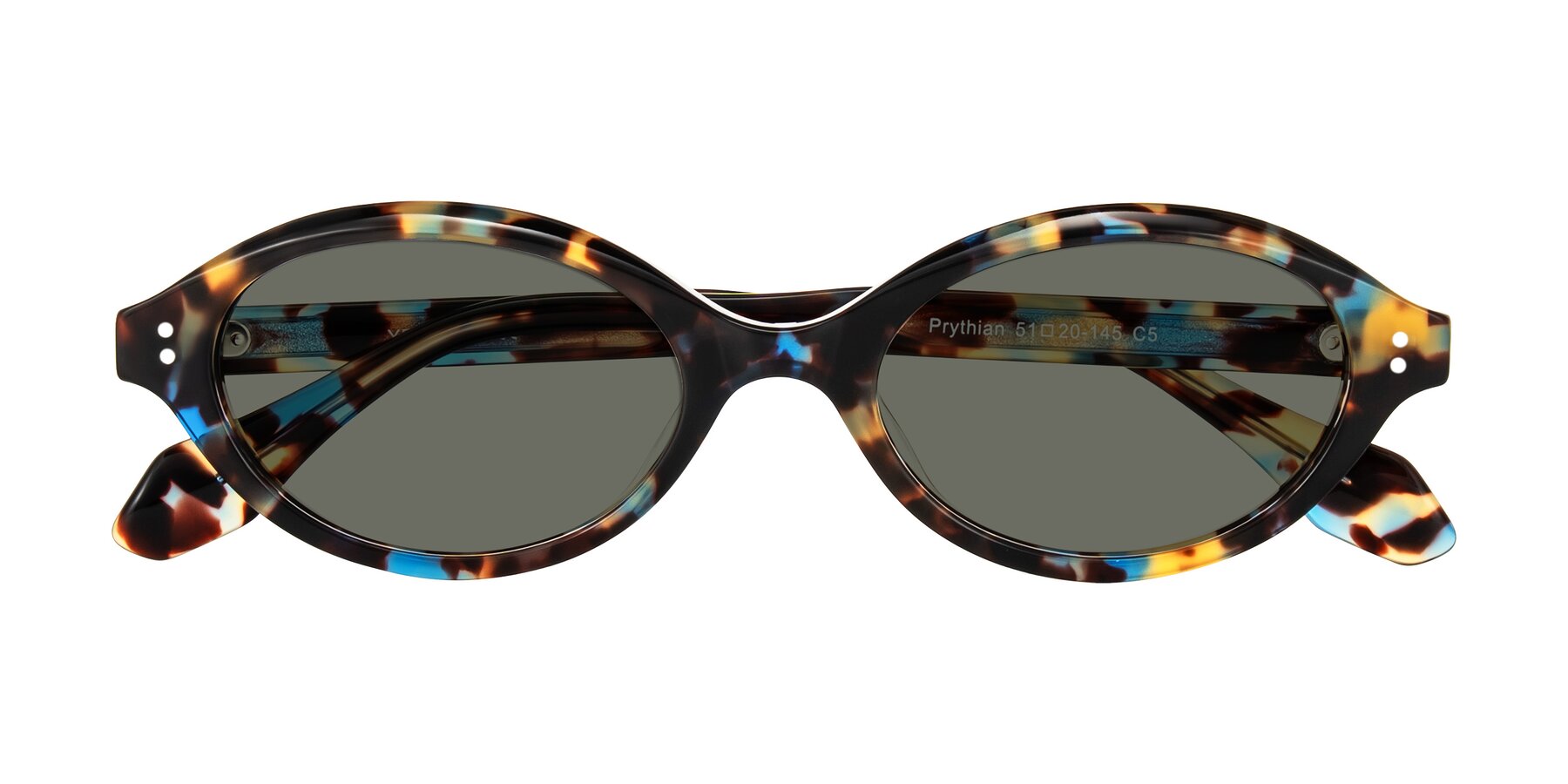 Folded Front of Prythian in Floral Tortoise with Gray Polarized Lenses