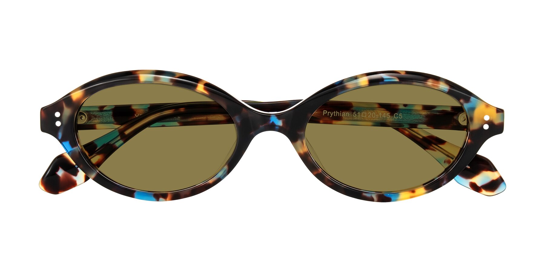 Folded Front of Prythian in Floral Tortoise with Brown Polarized Lenses