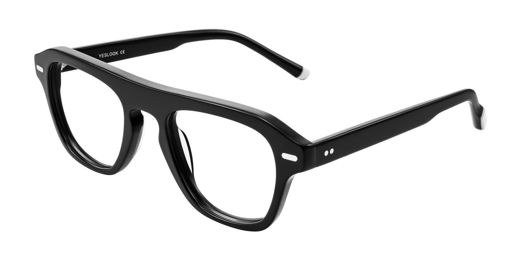 Angle of Fortalux in Black with Clear Reading Eyeglass Lenses