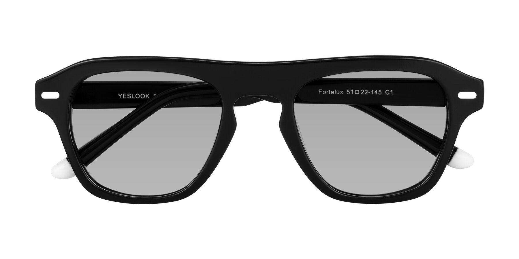 Folded Front of Fortalux in Black with Light Gray Tinted Lenses