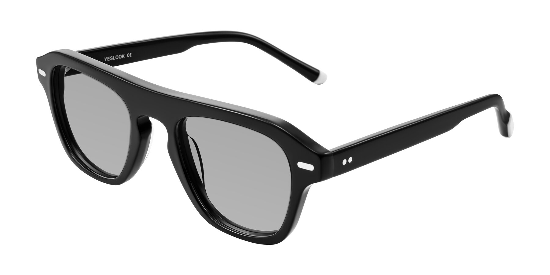 Angle of Fortalux in Black with Light Gray Tinted Lenses