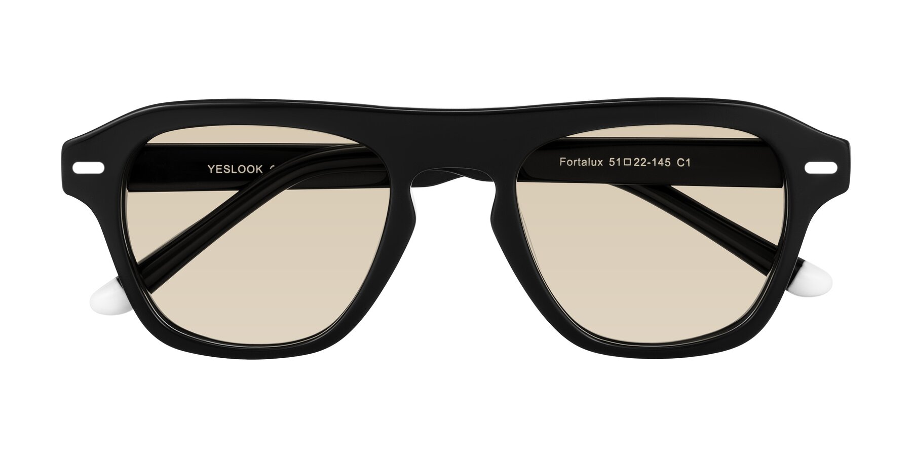Folded Front of Fortalux in Black with Light Brown Tinted Lenses