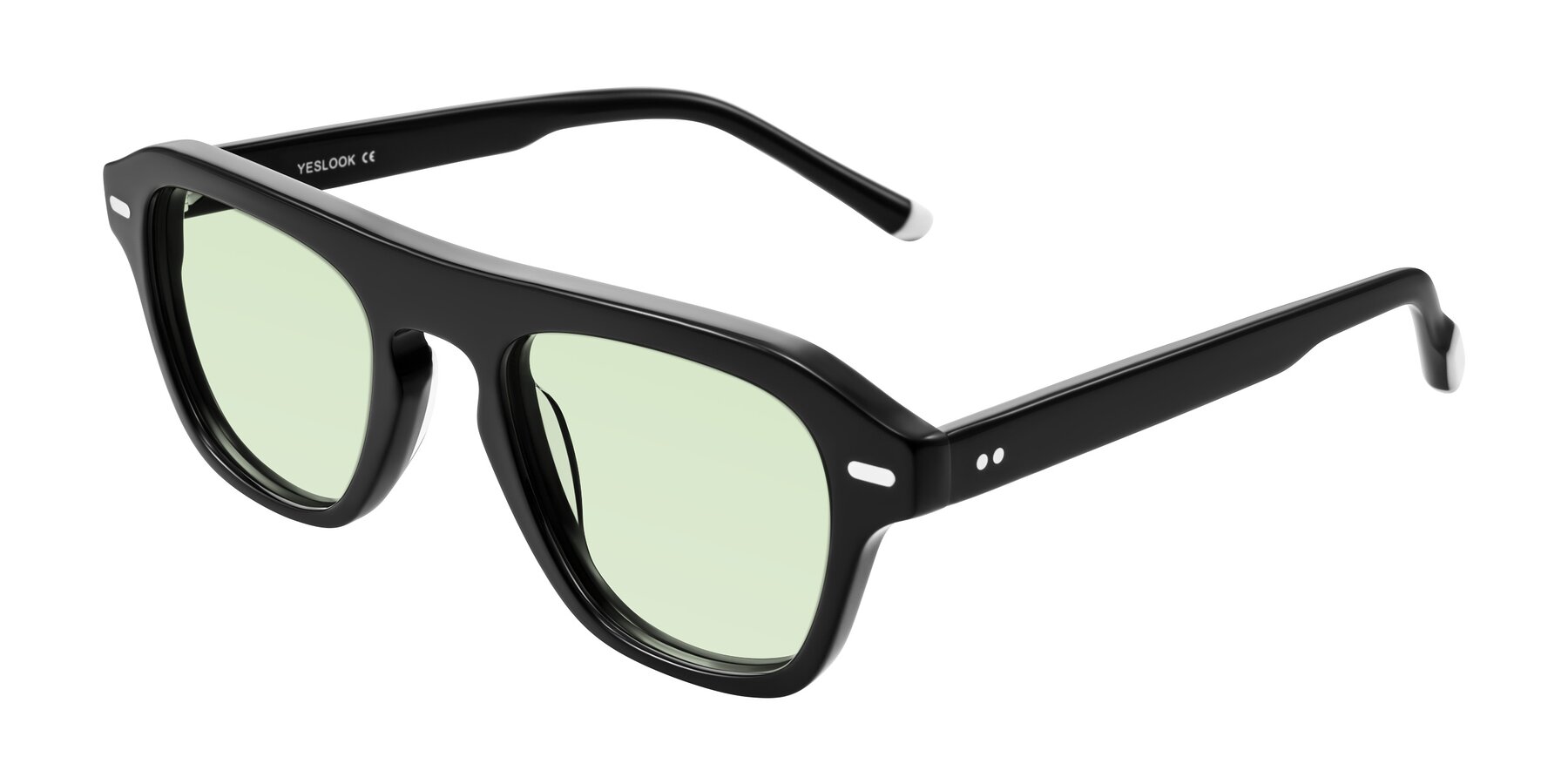 Angle of Fortalux in Black with Light Green Tinted Lenses