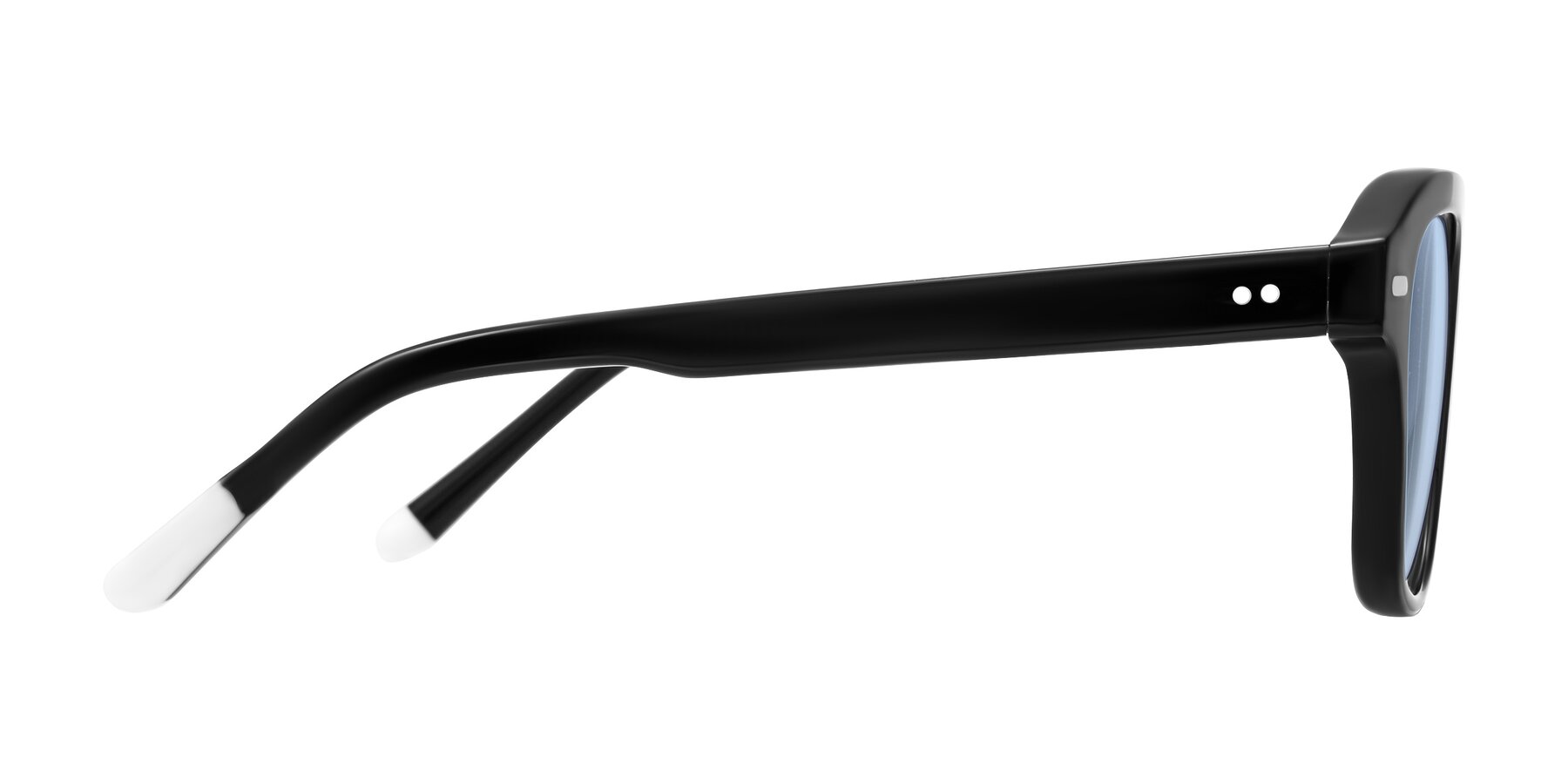 Side of Fortalux in Black with Light Blue Tinted Lenses